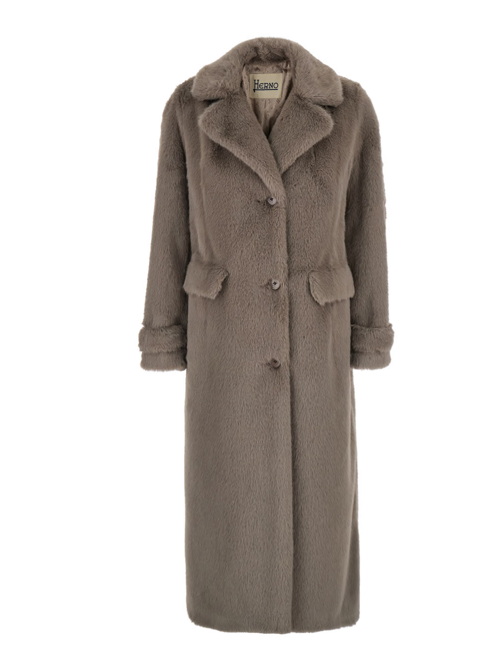 Shop Herno Cappotto Visone Faux Fur In Dove Grey