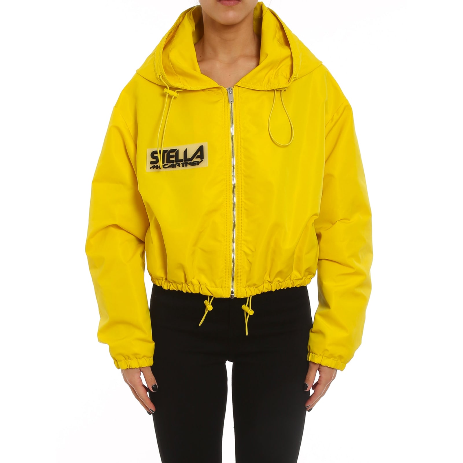 Shop Stella Mccartney Cropped Logo Jacket In Yellow