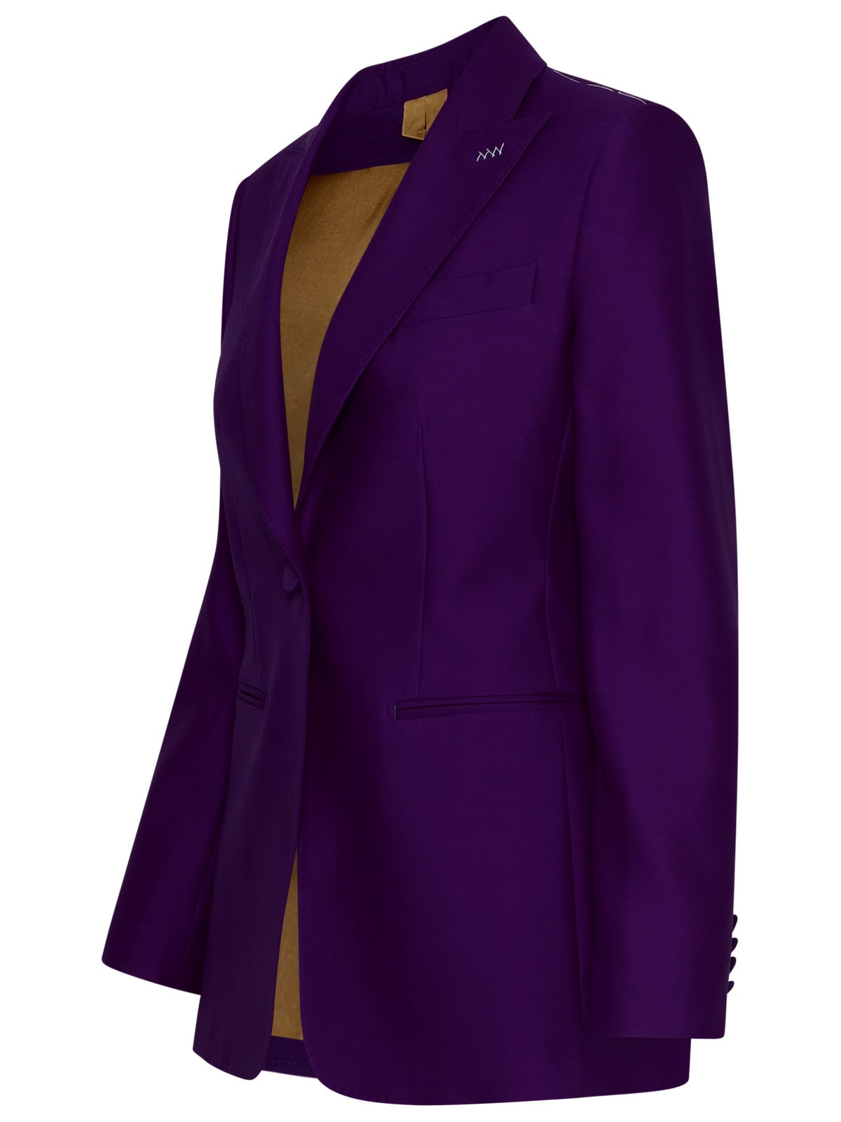 Max Mara Purple Silk Blend Buckle Blazer Jacket In Purple