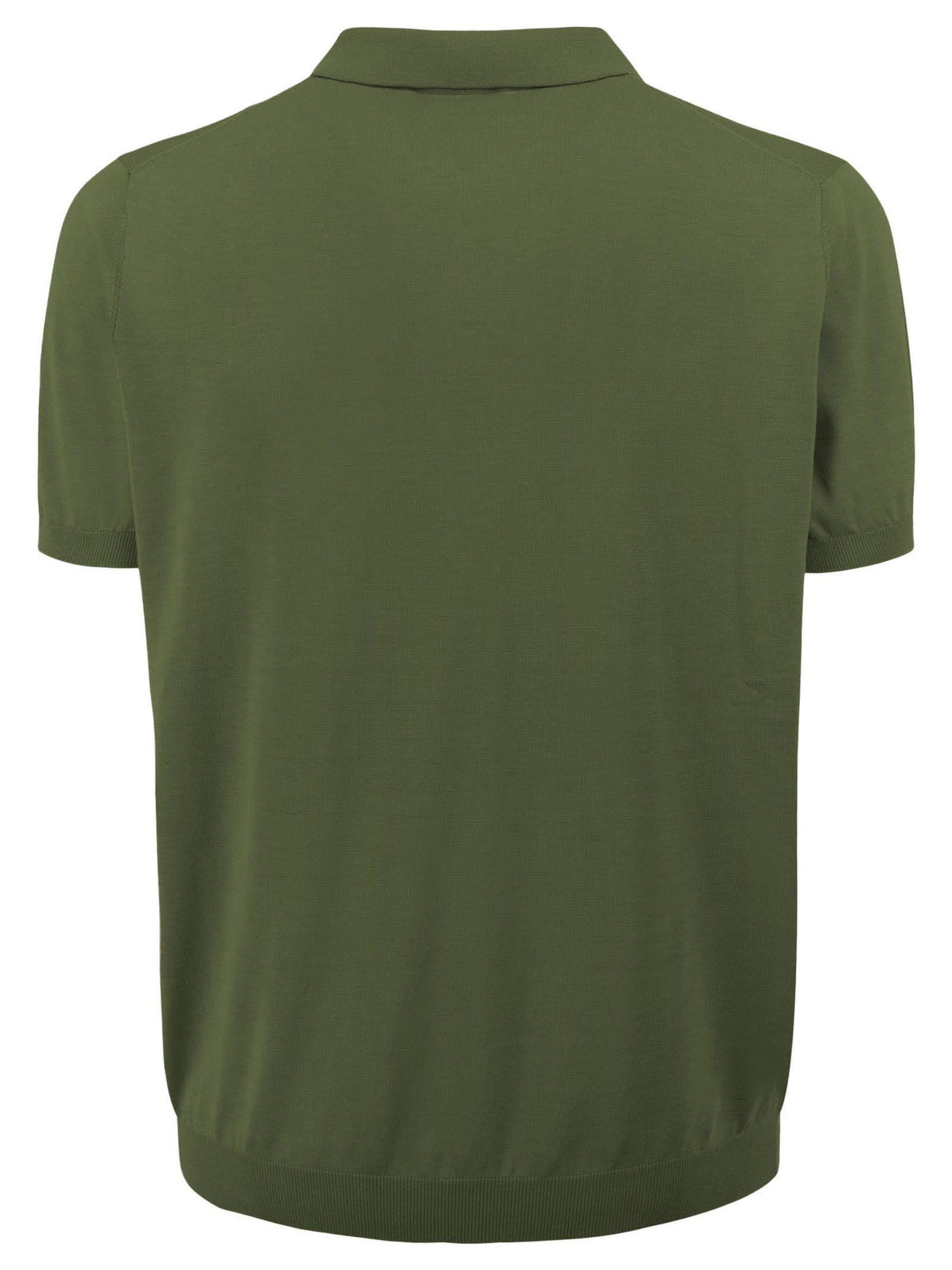 Shop Kangra Green Silk And Cotton Shaved Polo Shirt