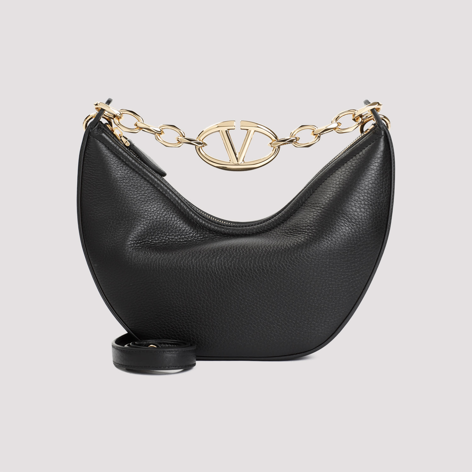 Shop Valentino V Logo Gate Leather Top Handle Bag In No Nero