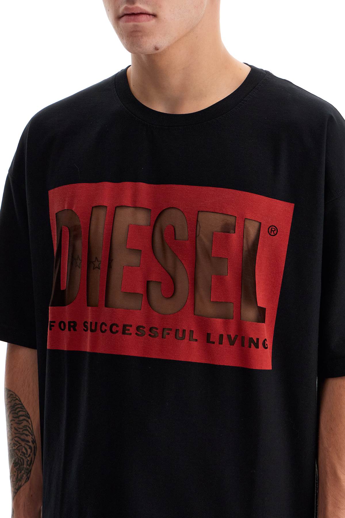 Shop Diesel Logo T-shirt With In Deep/black (black)