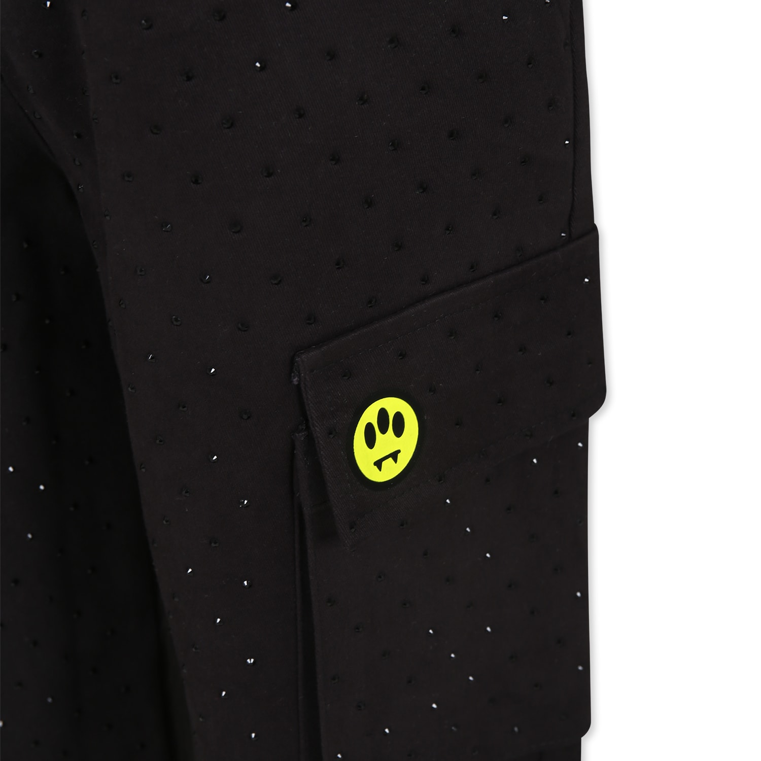 Shop Barrow Black Trousers For Girl With Rhinestones And Smiley