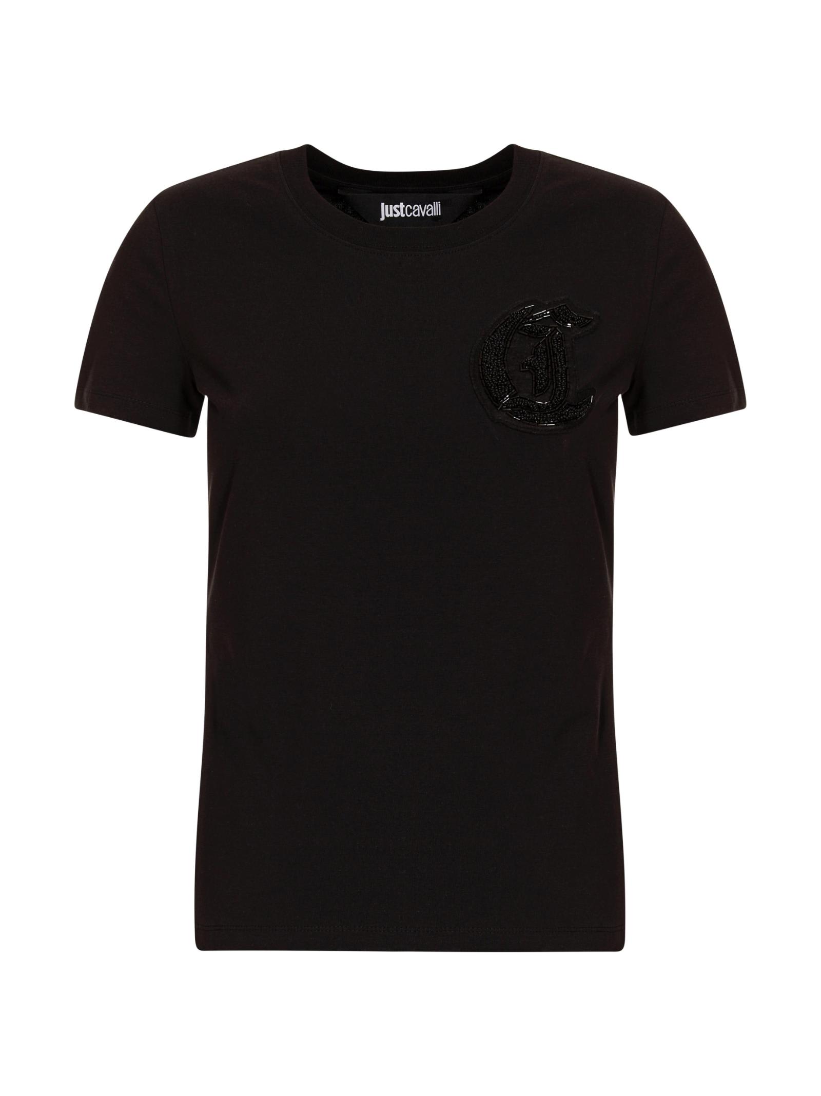 Just Cavalli Bead-logo Detail Jersey T-shirt In Black