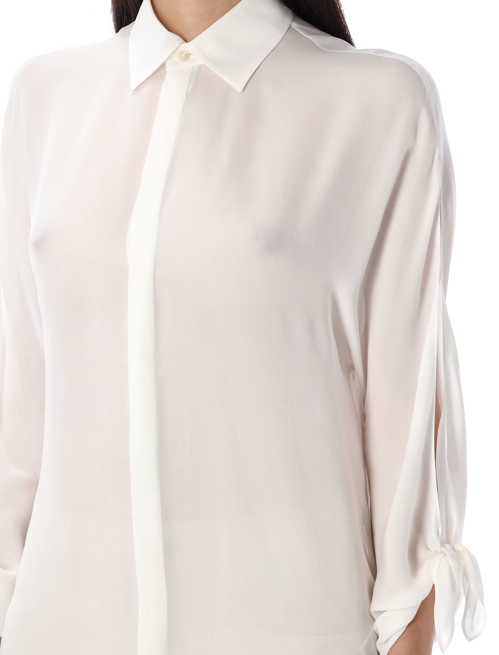 Polo Ralph Lauren Lightweight Semi-sheer Georgette Silk Blouse In Cream
