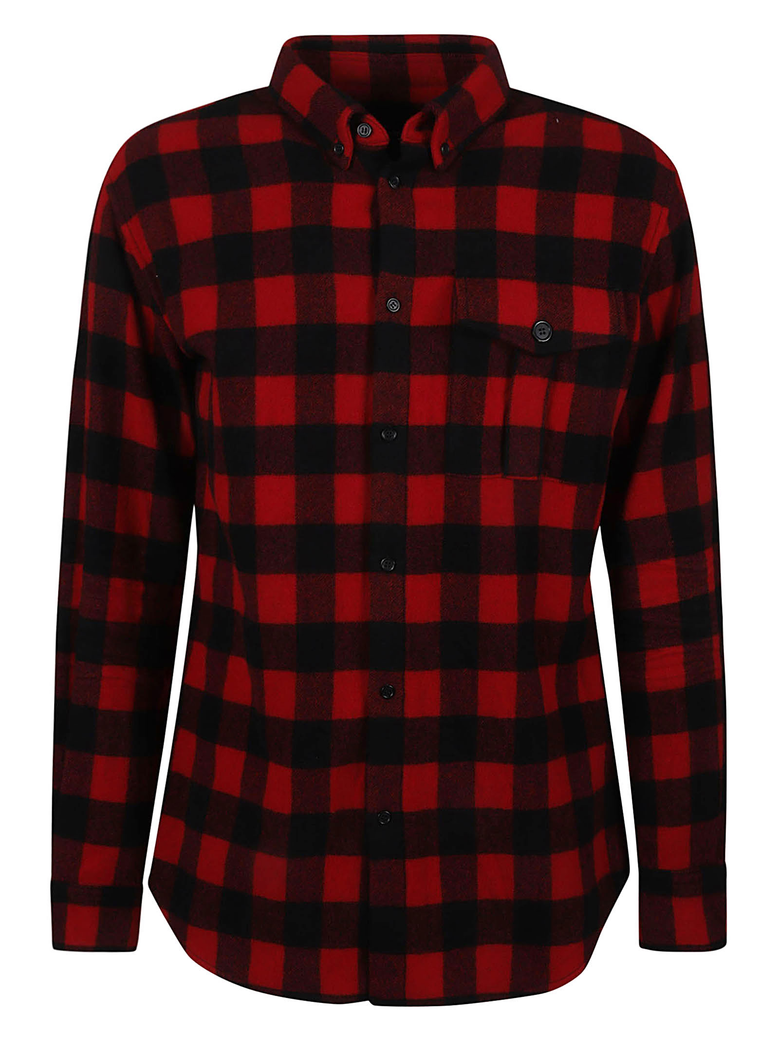 Shop Dsquared2 Big Logo Canadian Relaxed Fit Check Shirt In Red/black