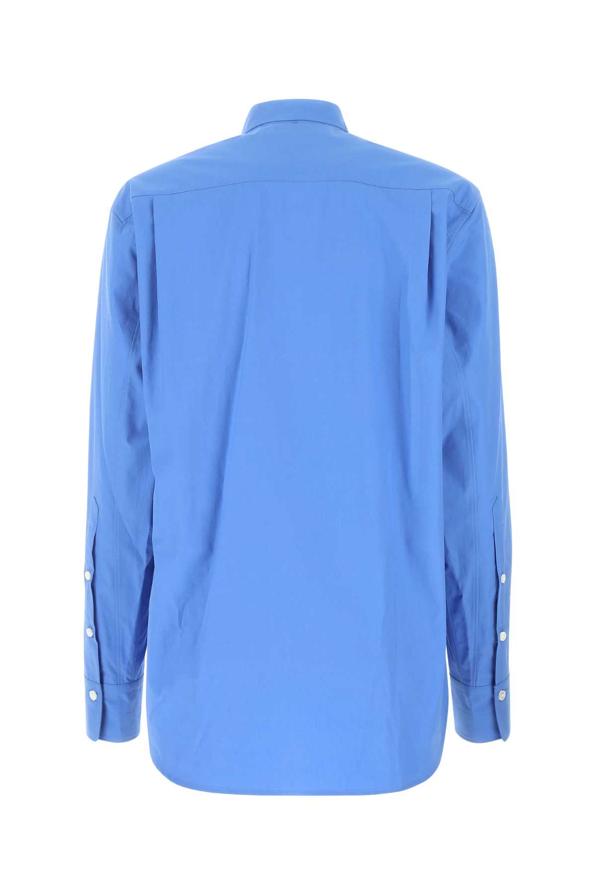 Shop Quira Cerulean Blue Poplin Shirt In Q0063