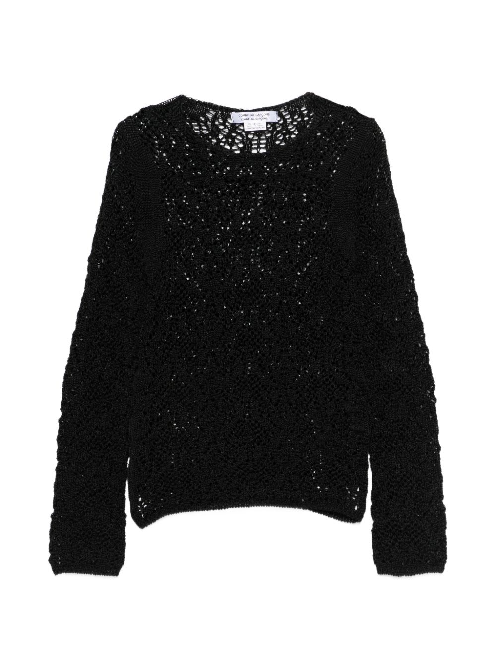 Comme Des Garçons Open-knit Crewneck Sweater In Black