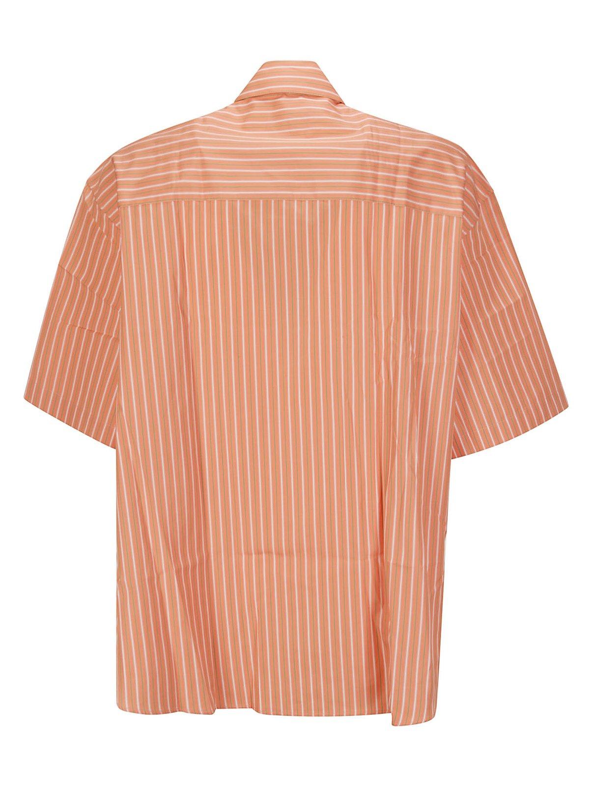 Shop Martine Rose Striped Short-sleeved Shirt In Pink