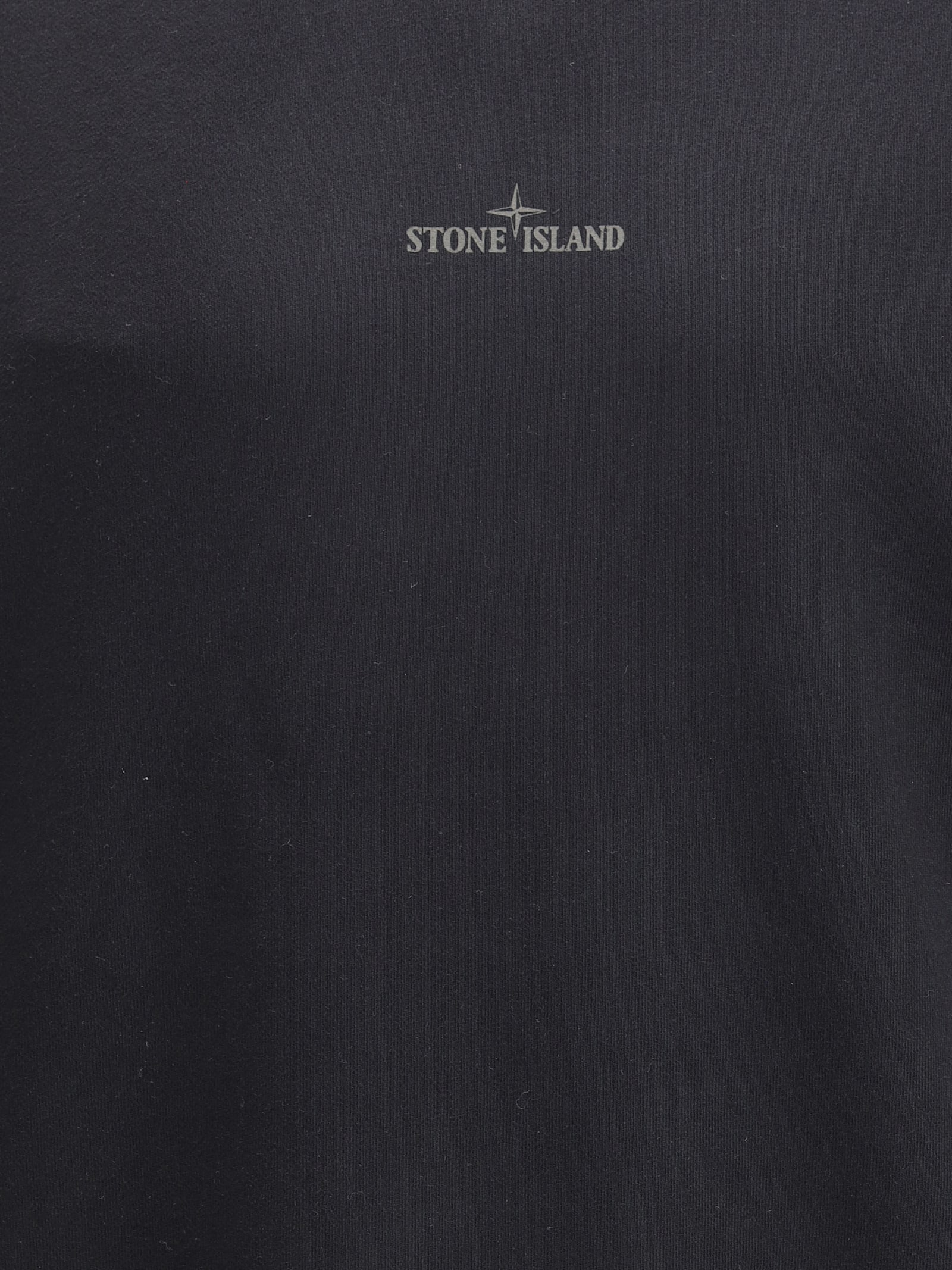 Stone Island Cotton Sweatshirt With Embroidered Logo In Black