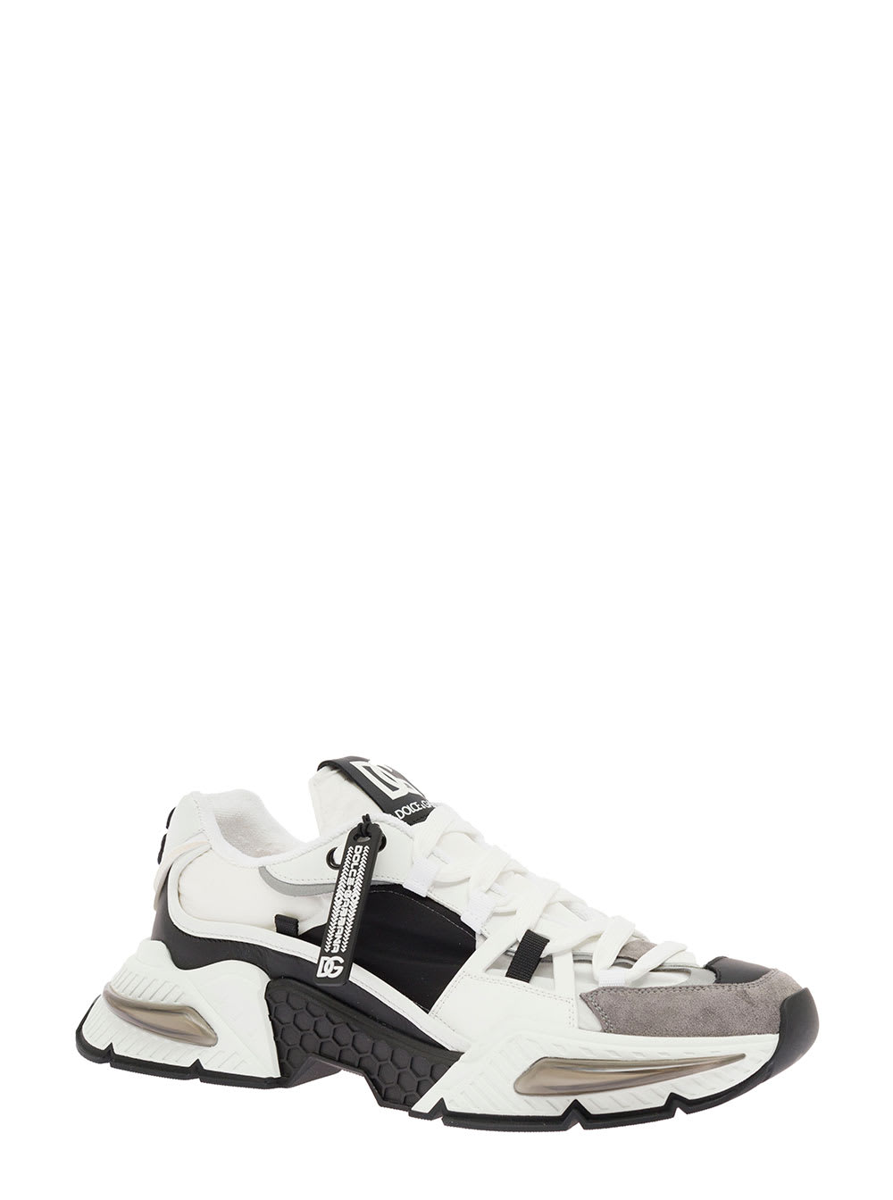 Shop Dolce & Gabbana Mens Airmaster Mix Of Materials Sneakers In White