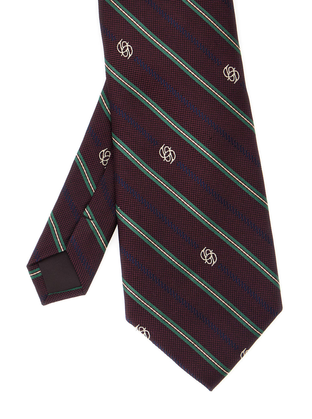 Drôle De Monsieur La Cravate Rayure Monogramme Bordeaux Tie With All-over Striped Motif And All-over Logo Embroidery I In Red
