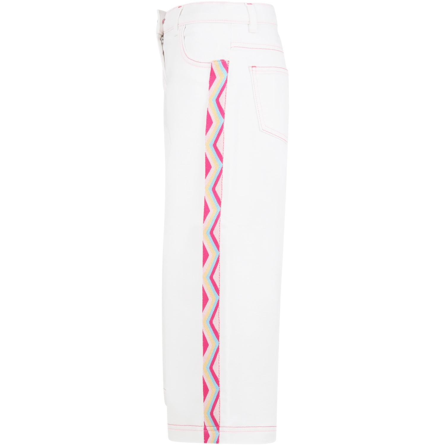 Shop Missoni White Jeans For Girl With Iconic Chevron Pattern
