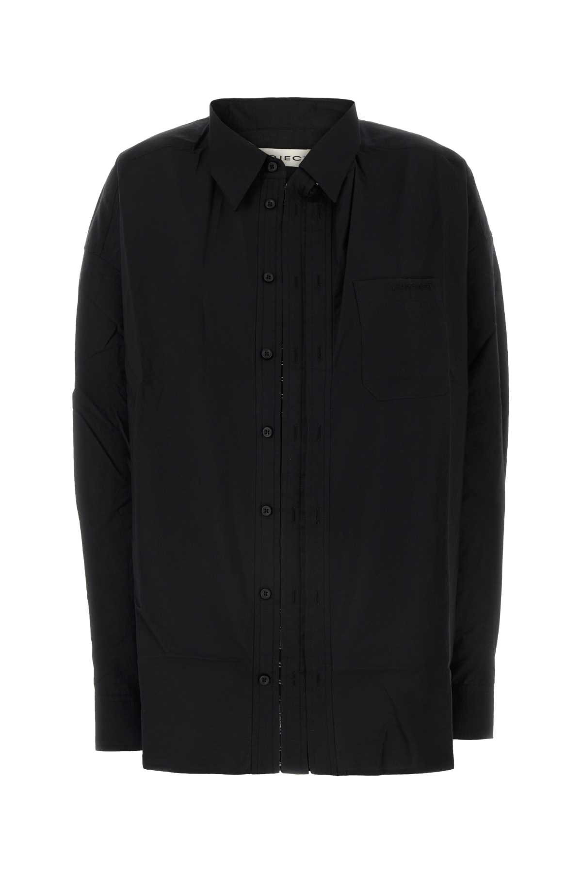 Shop Y/project Black Poplin Oversize Shirt In Evergreenblack