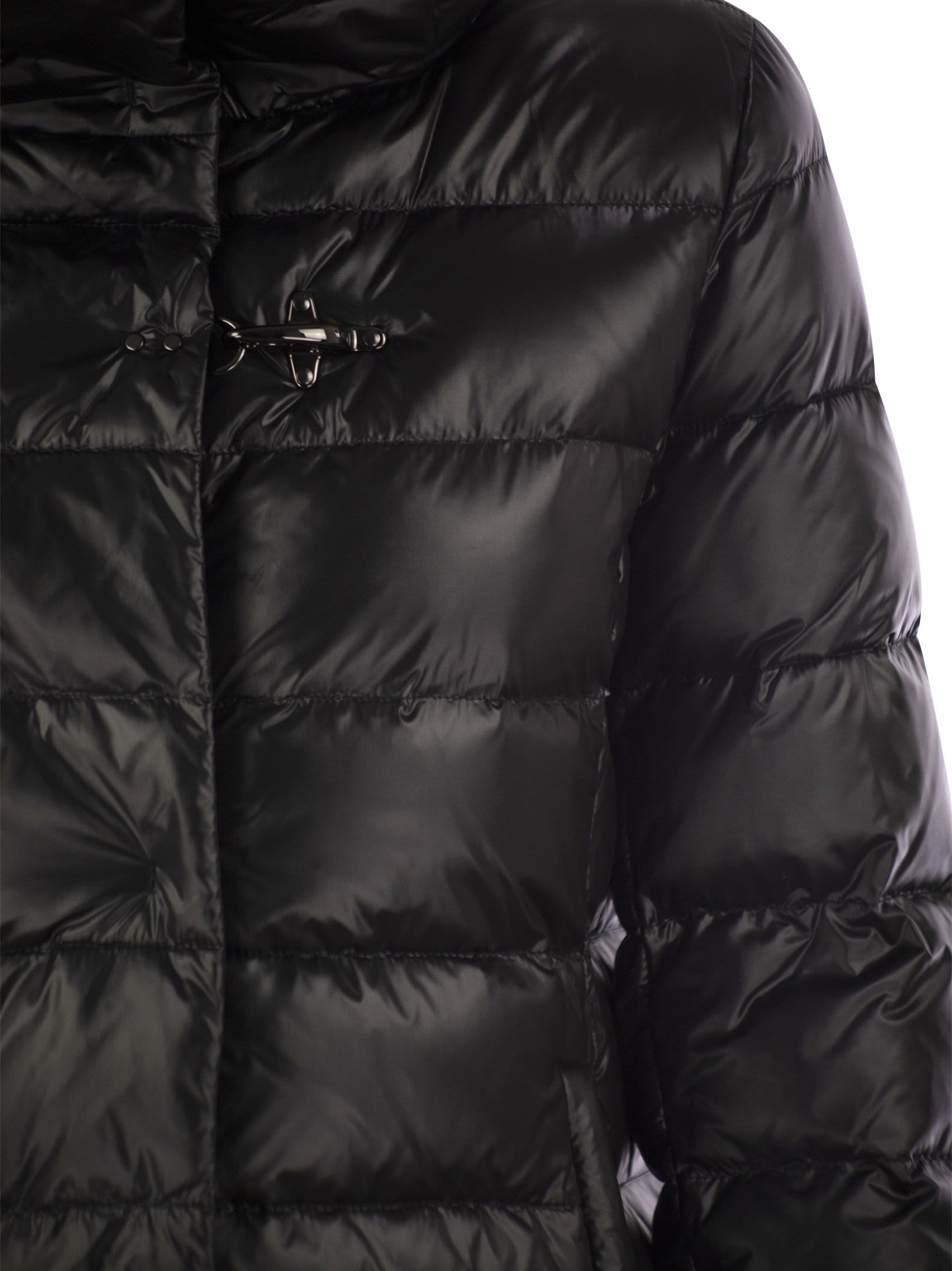 Fay Long Down Jacket With Hook In Black | ModeSens