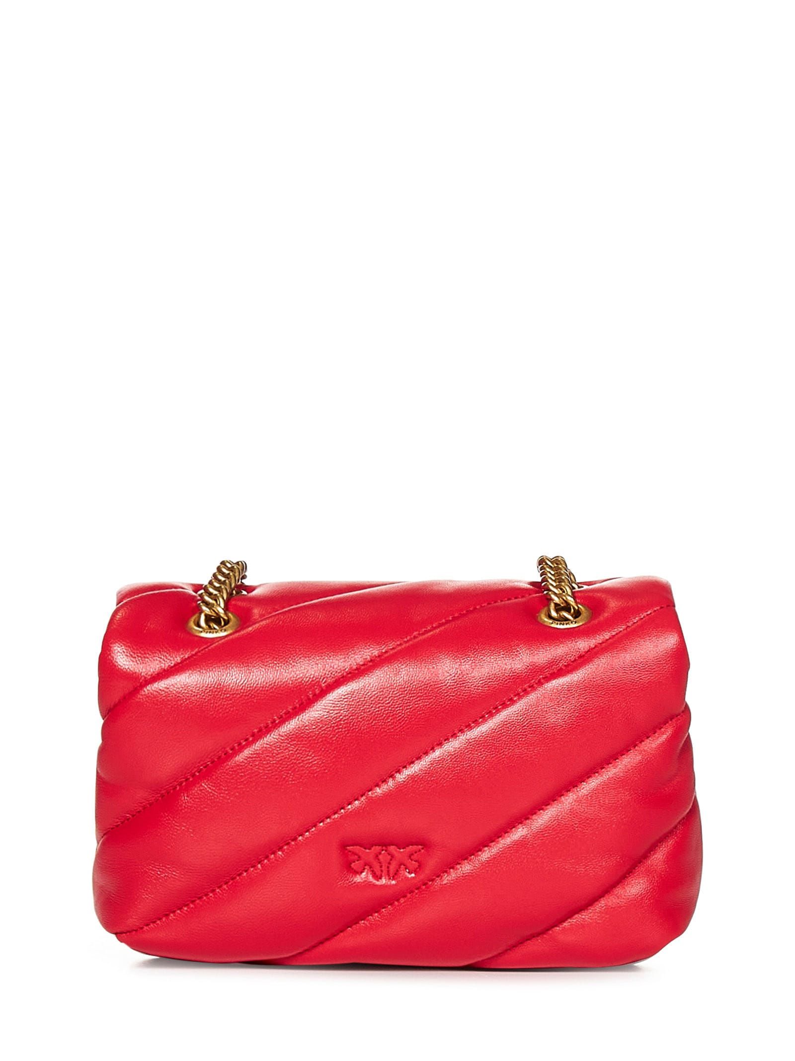 Shop Pinko Mini Love Bag Puff Shoulder Bag In Red