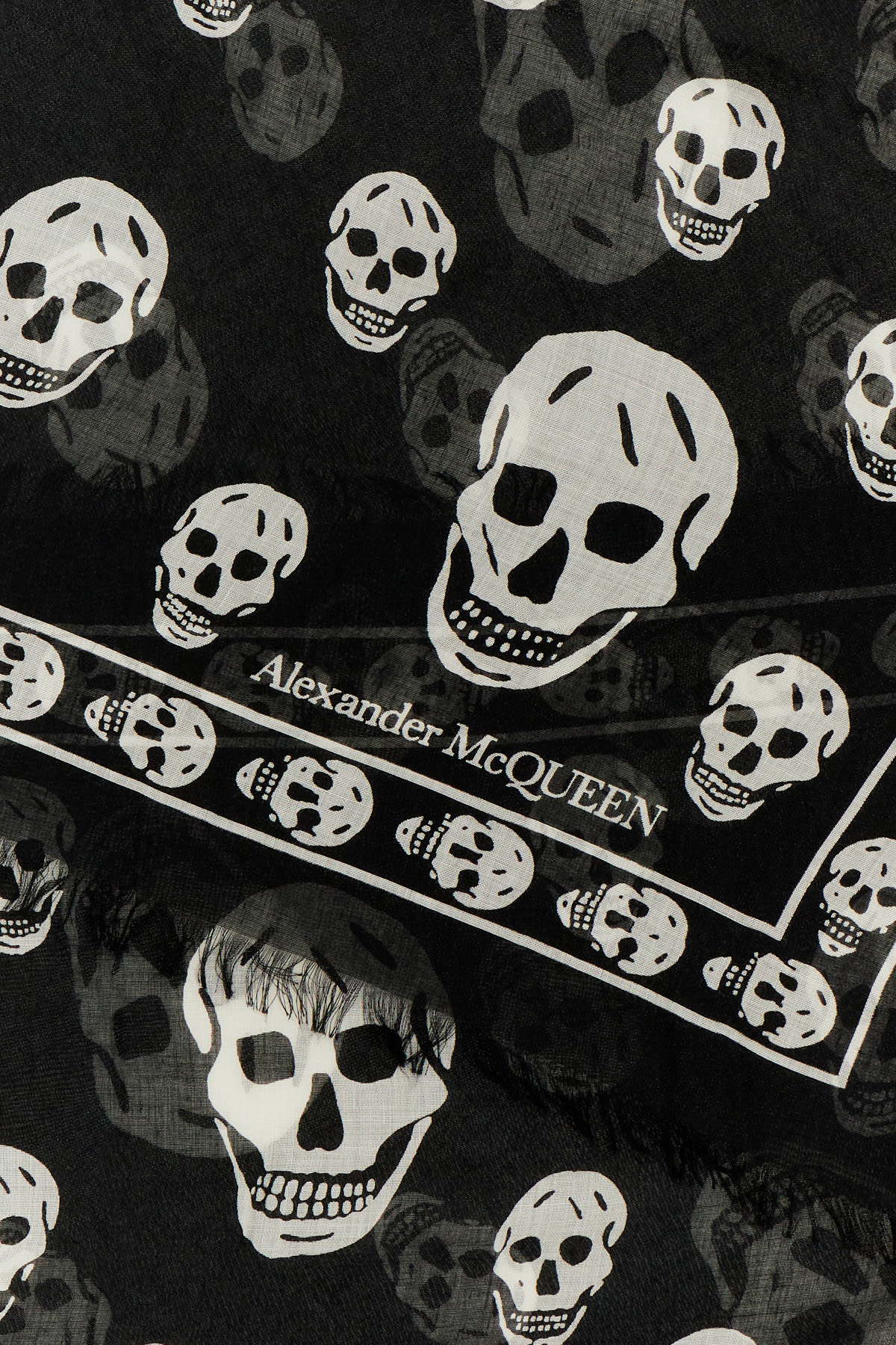 Alexander Mcqueen Scarf With Skull Print All-over In Black