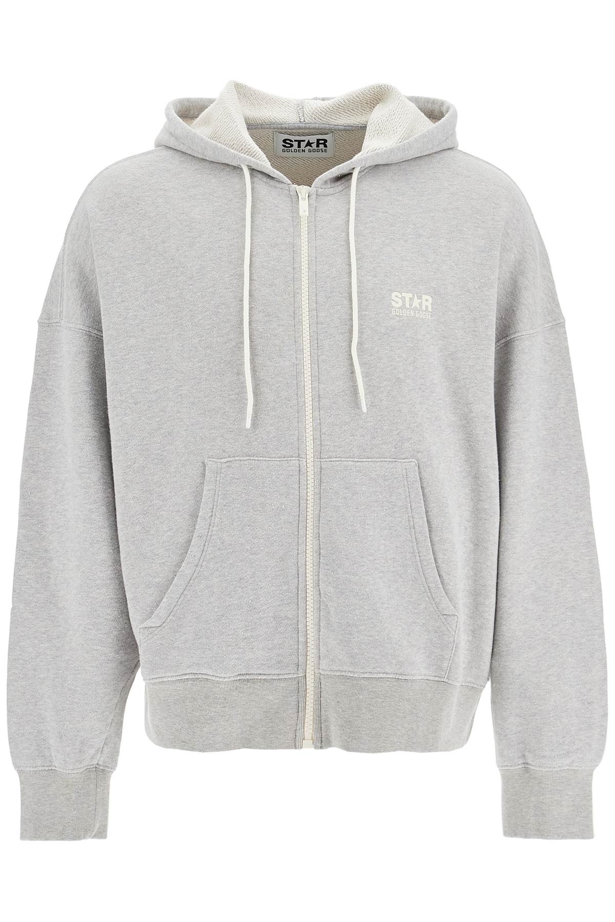 Shop Golden Goose Hooded Full Zip Sweatshirt In Alluminium Melange Gray (grey)