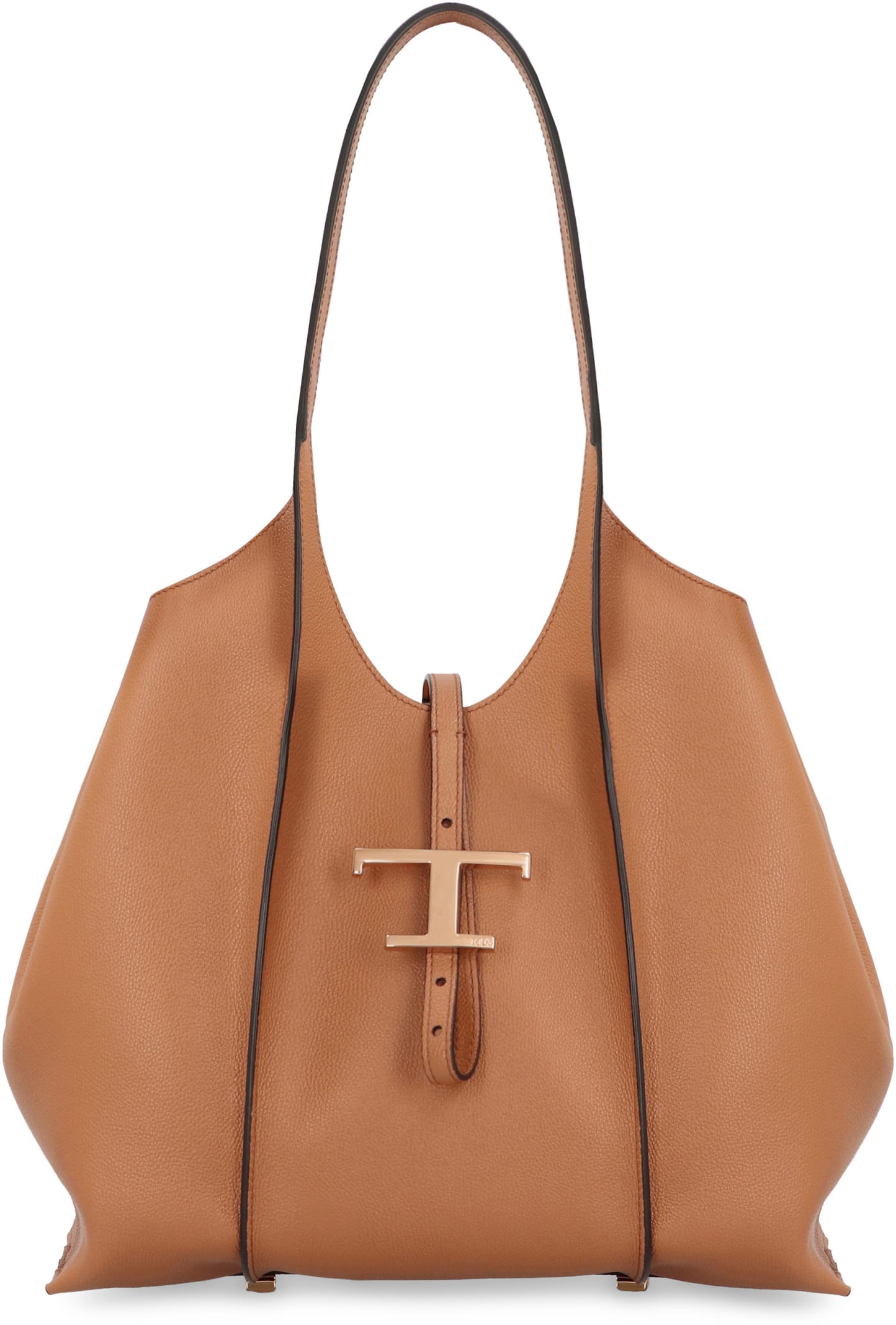 Shop Tod's T Timeless Small Leather Tote In Saddle Brown