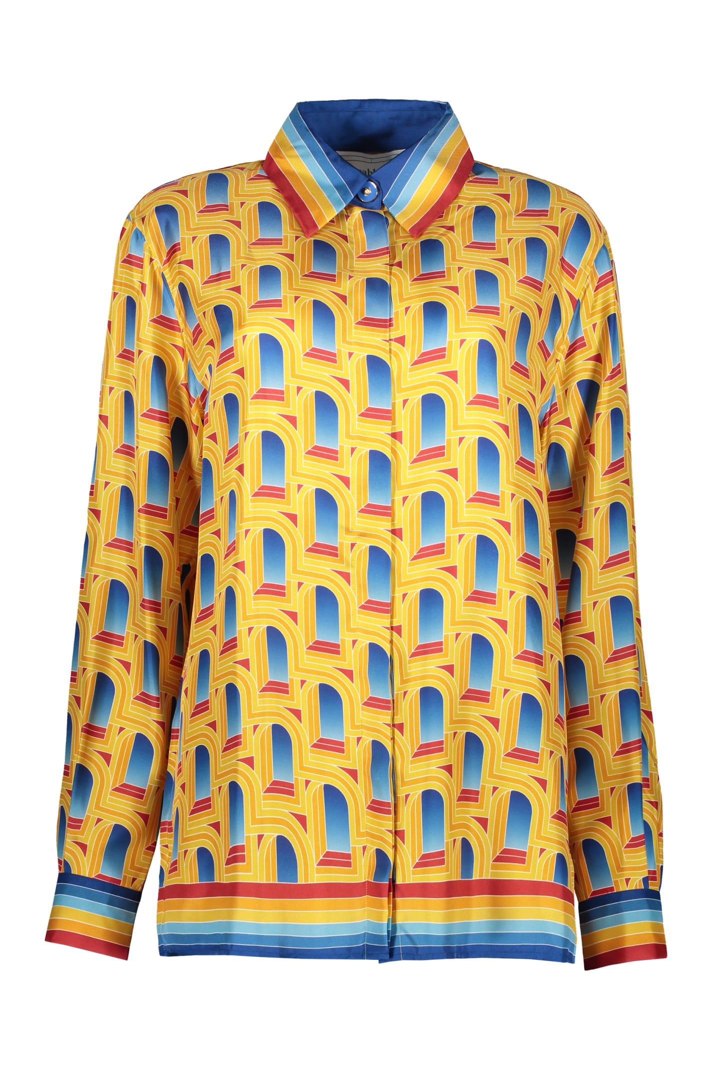 Shop Casablanca Printed Silk Shirt In Multicolor