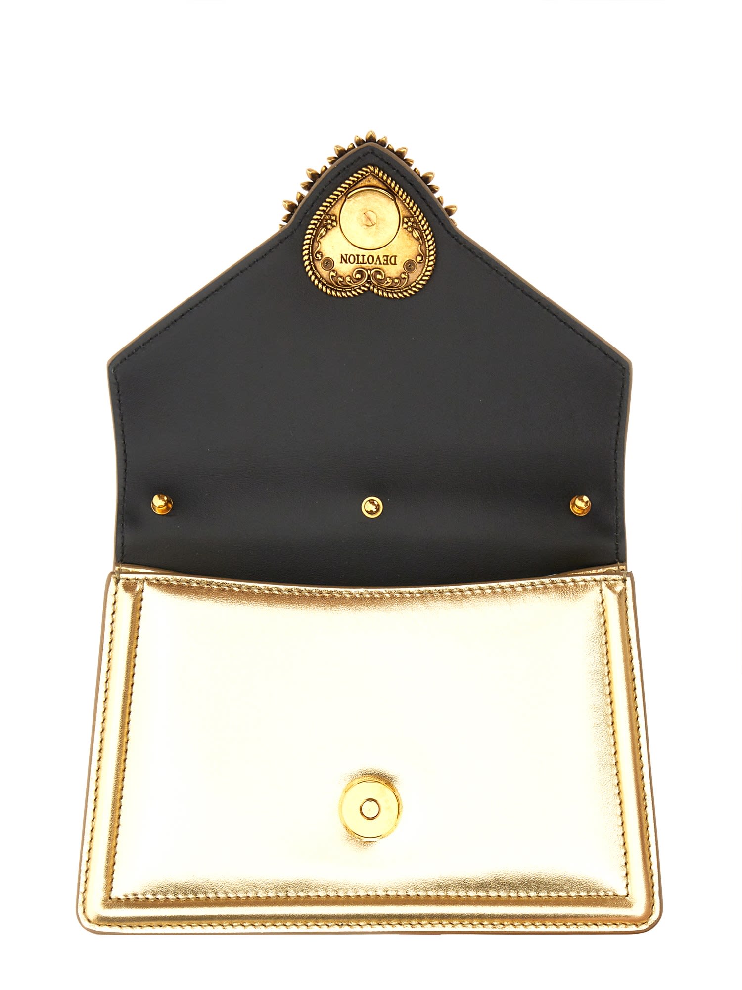 Dolce & Gabbana Small Devotion Metallic Top Handle Bag In Gold