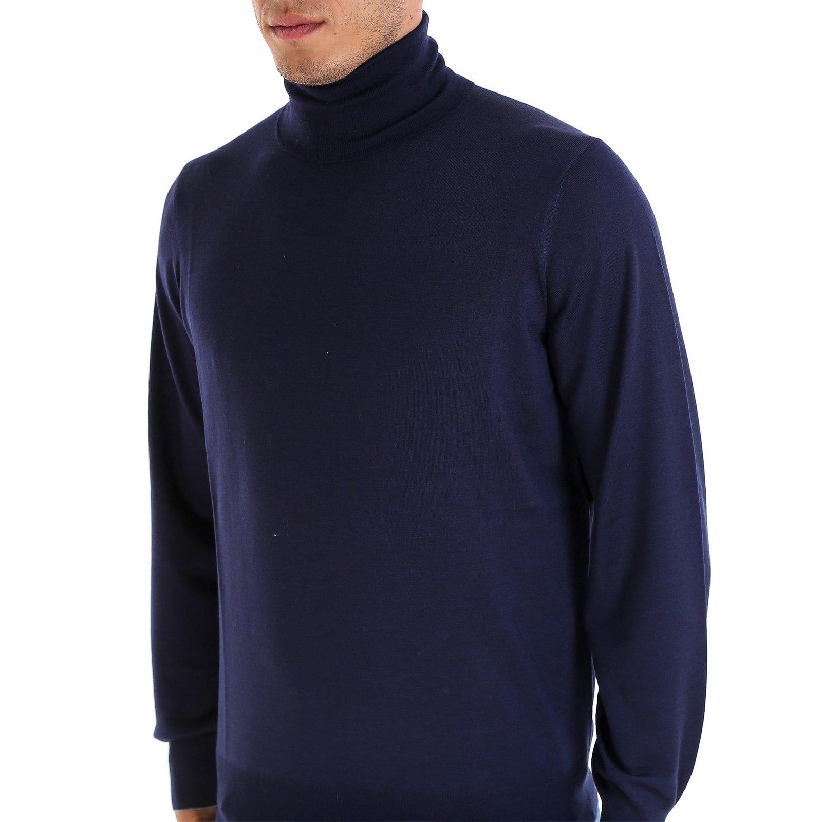 Shop Brunello Cucinelli Turtleneck Jumper In Navy/grigio Scuro