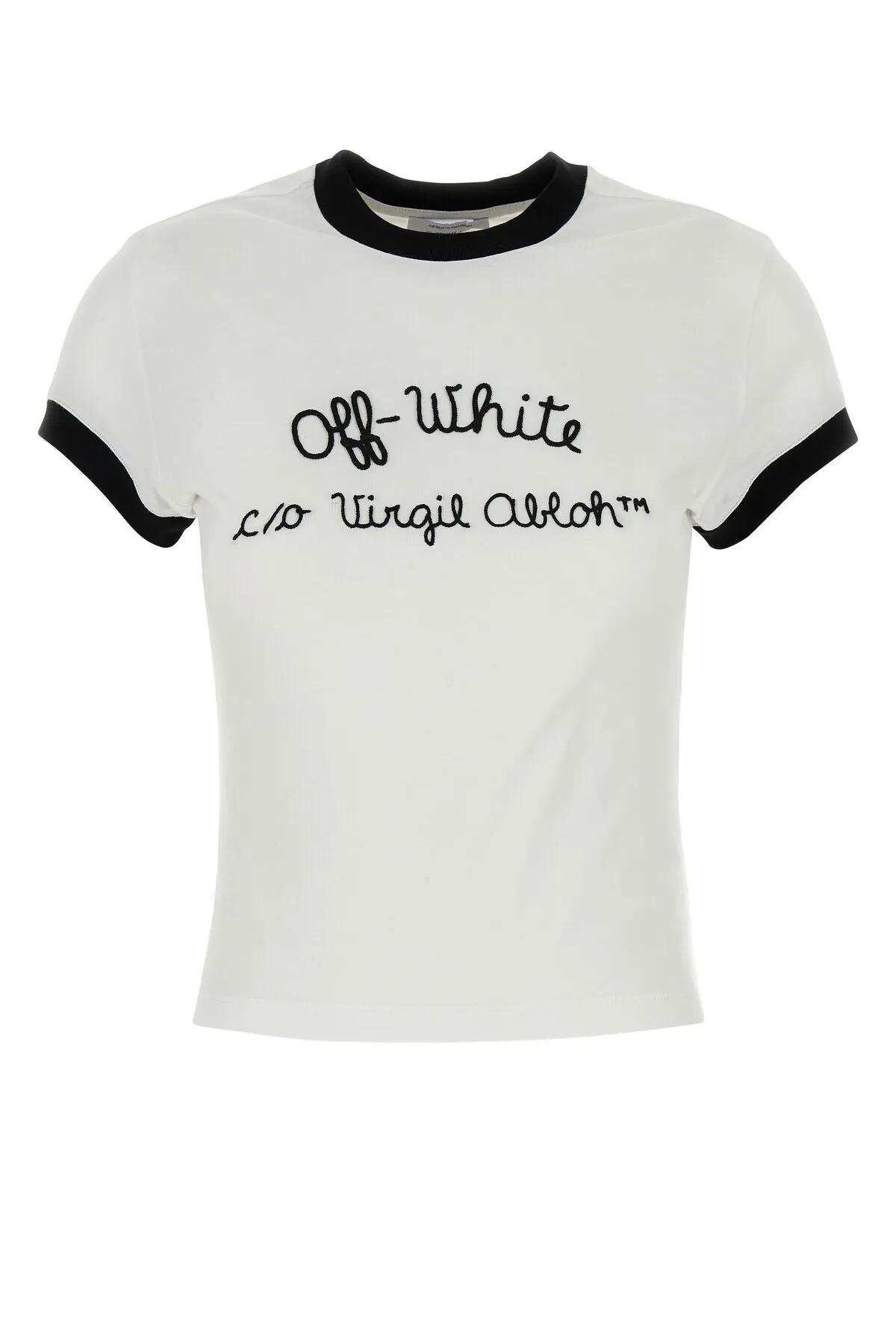 Shop Off-white White Cotton T-shirt In White/black