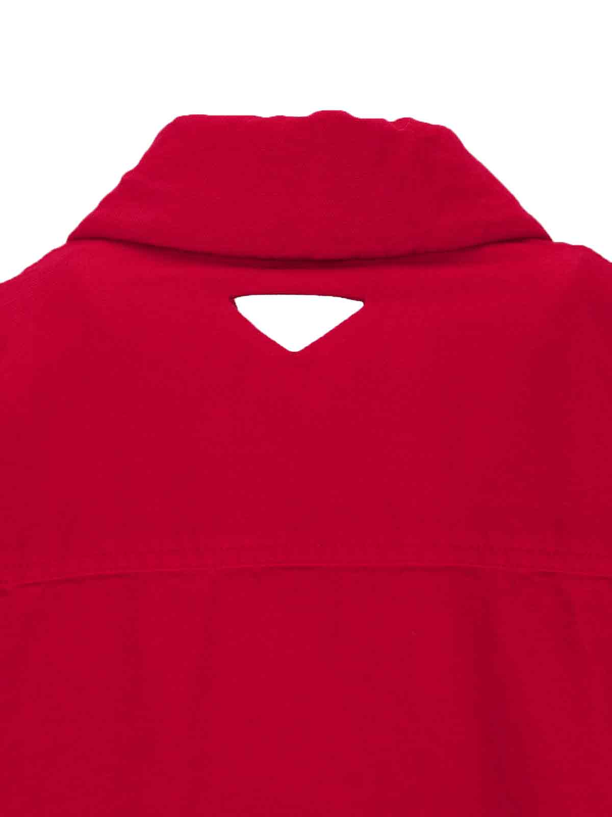 Prada Pocketed Collar Cropped Ribbed Jacket In Red