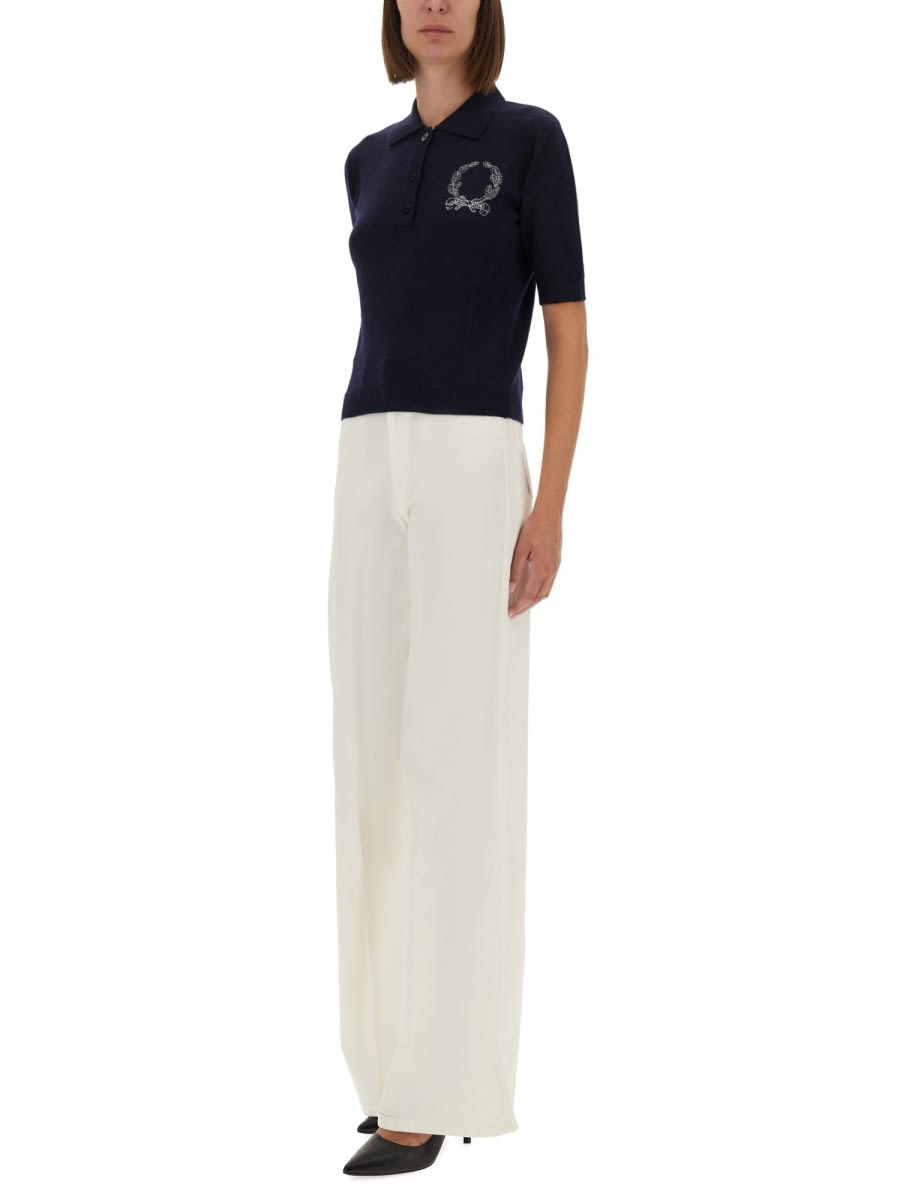 Moschino Knitwear Polo Collar Short Sleeves In Blue