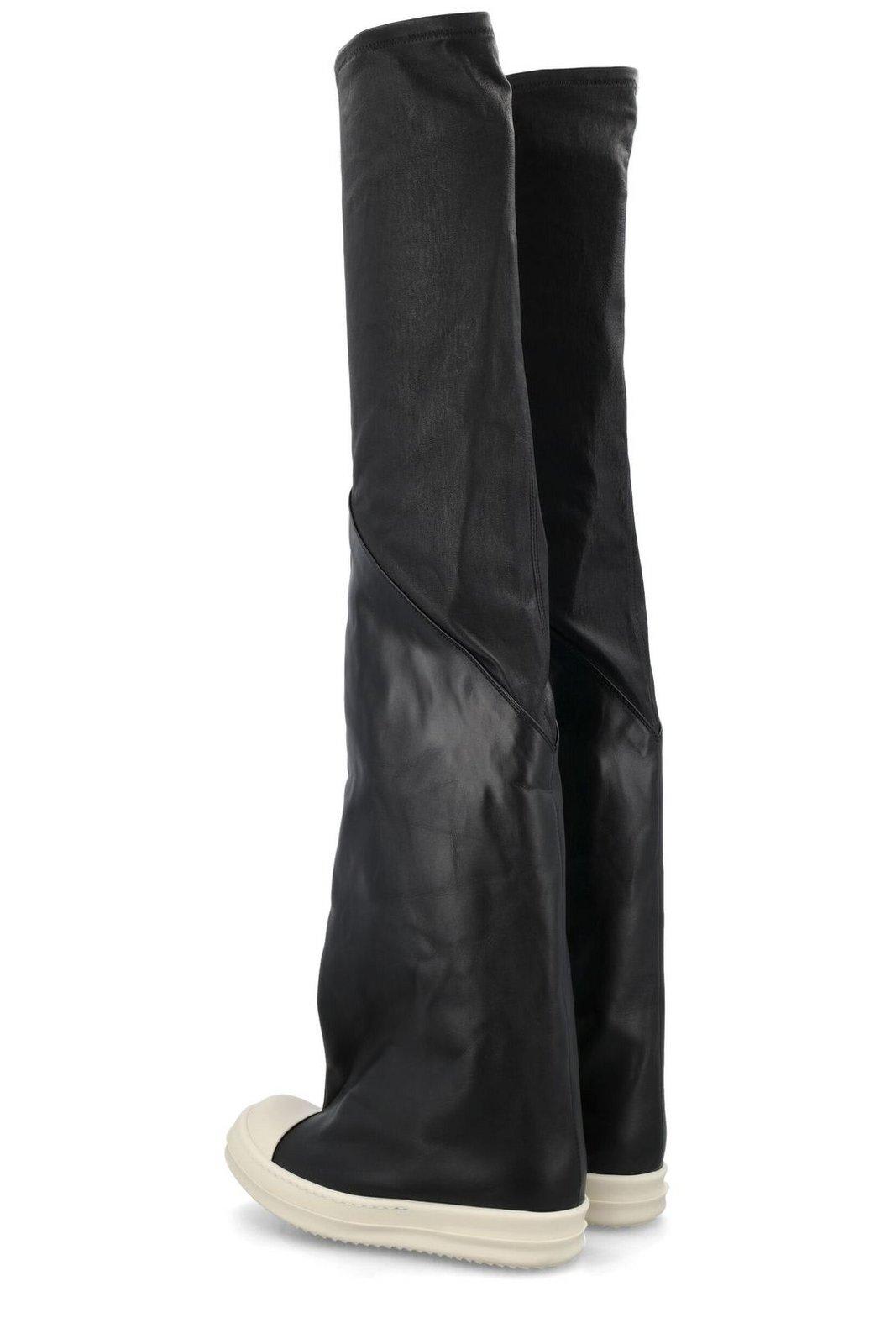 Shop Rick Owens Contrast-toe Thigh-high Boots In Black