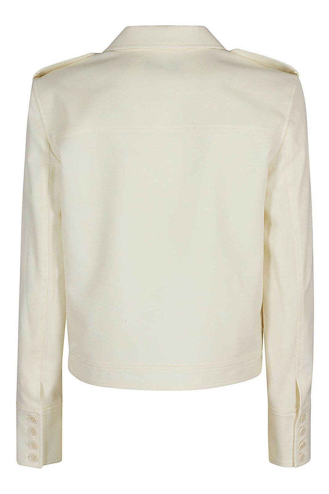 Shop Theory Buttoned Straight Hem Cropped Jacket In Ivory