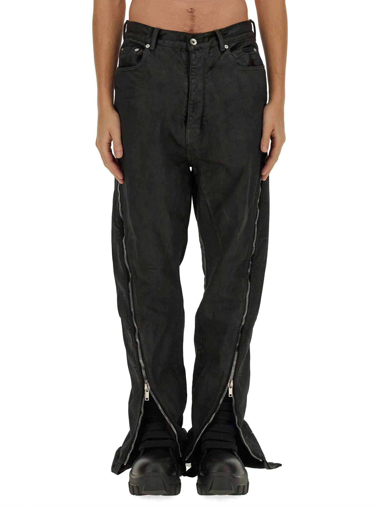 Shop Rick Owens Denim Pants In Black