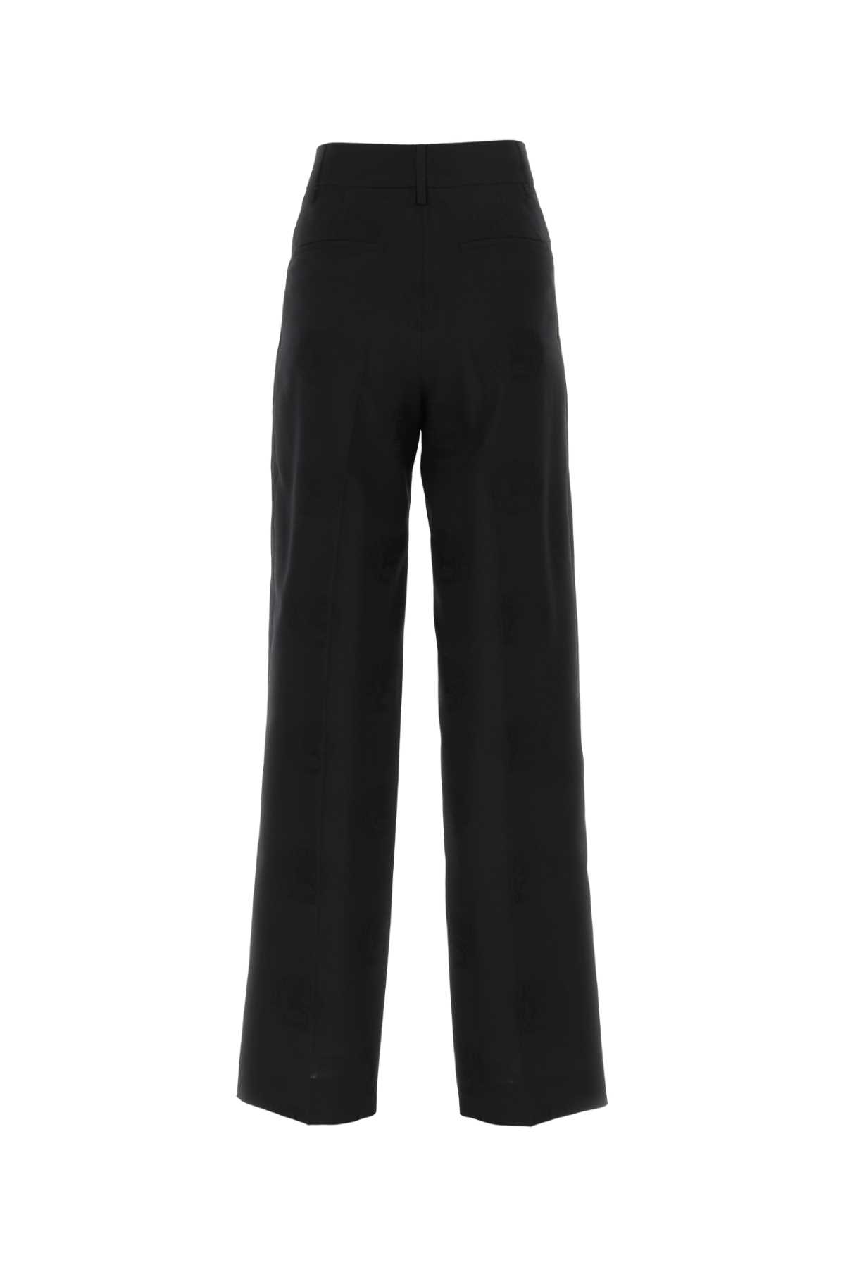 Burberry Black Wool Blend Wide-leg Trouser In A1931