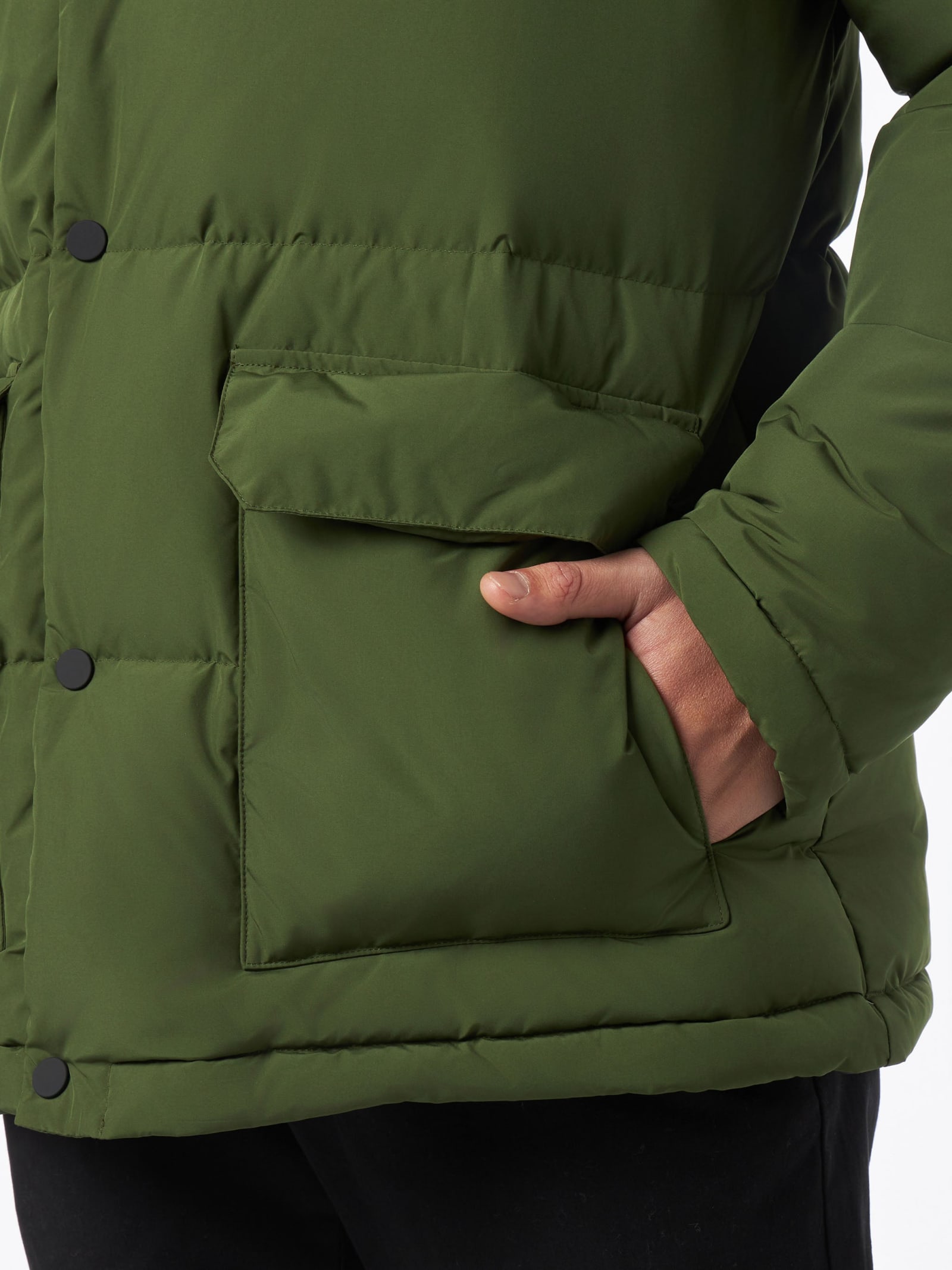 Shop Mc2 Saint Barth Man Hooded Down Military Green Jacket