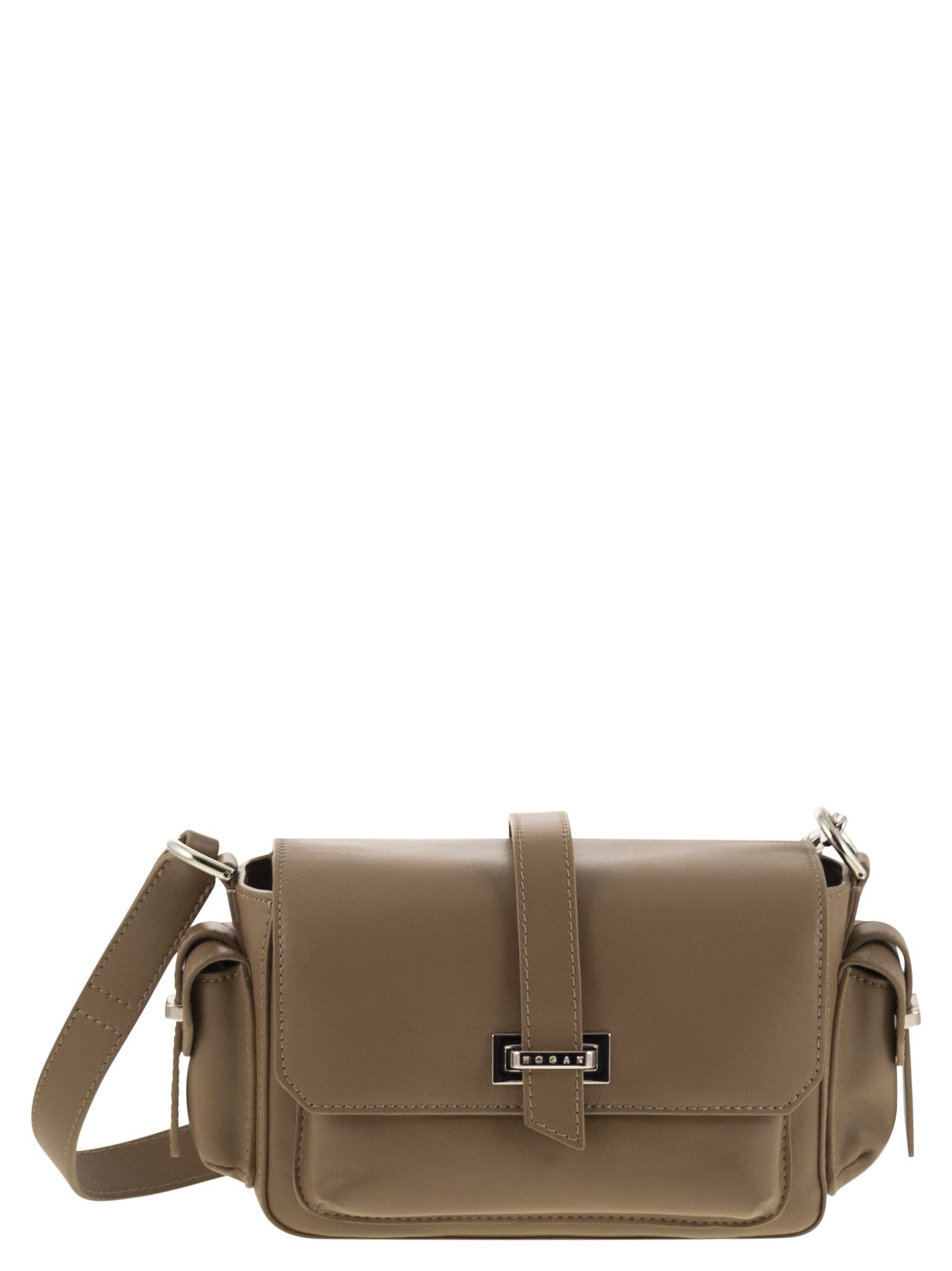 Hogan Small Leather Flap Bag In Sand