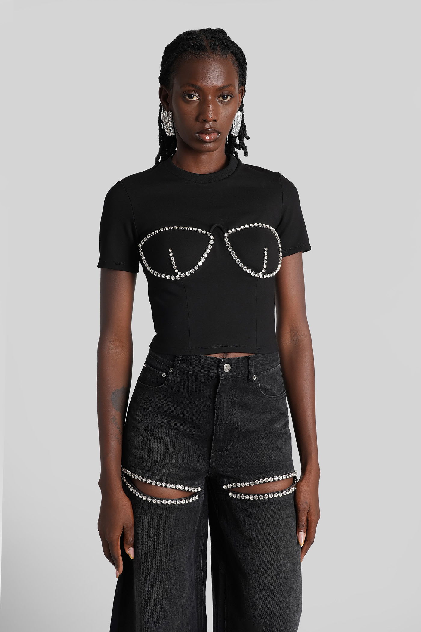 Area T-shirt In Black Rayon In Black