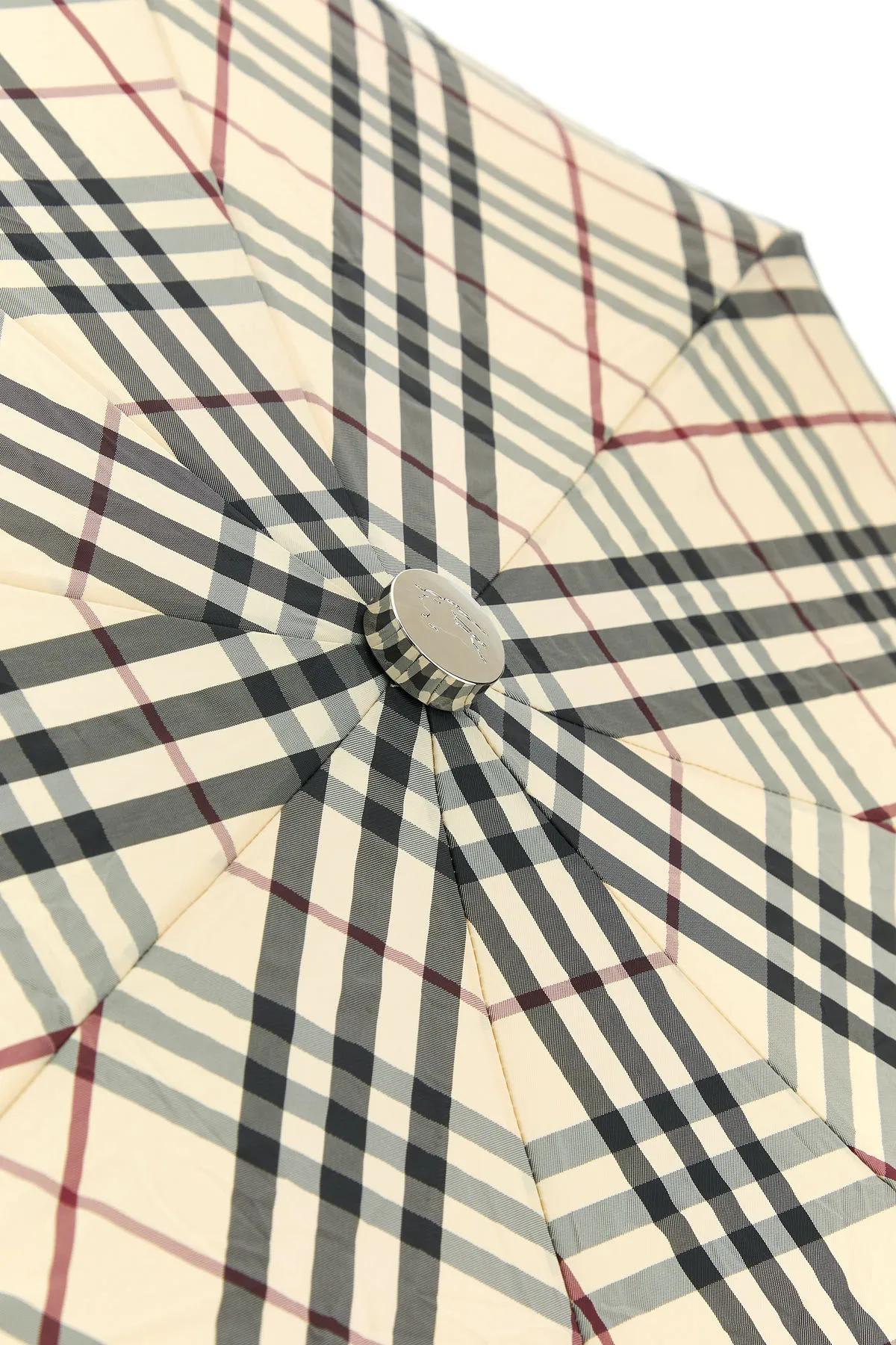 Burberry Printed Nylon Umbrella In Stone