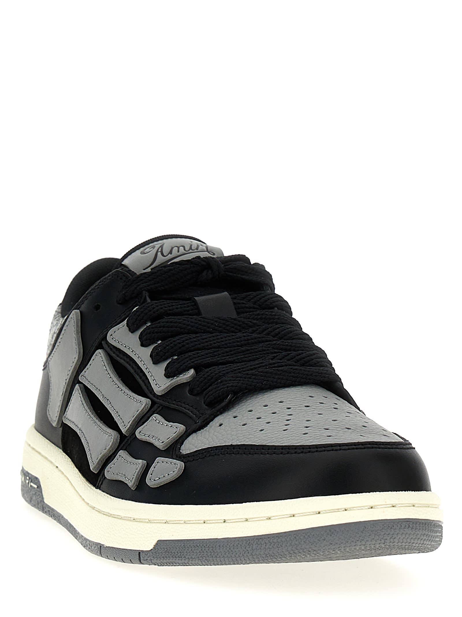Amiri 'skel Top Low' Black Sneakers With Skeleton Patch In Multicolor