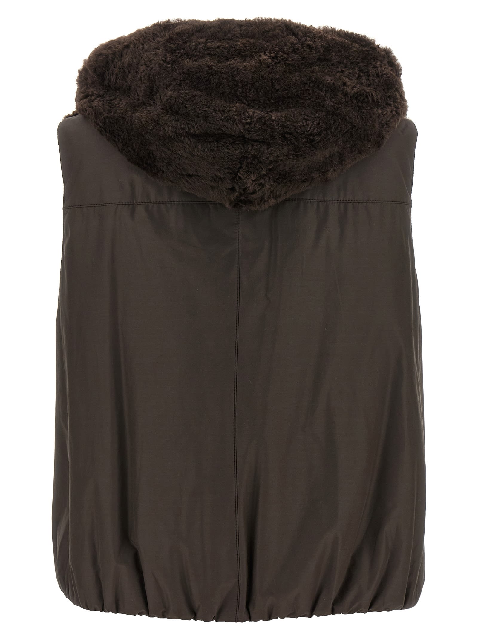 Brunello Cucinelli Monile Reversible Vest Gilet Brown In Brown
