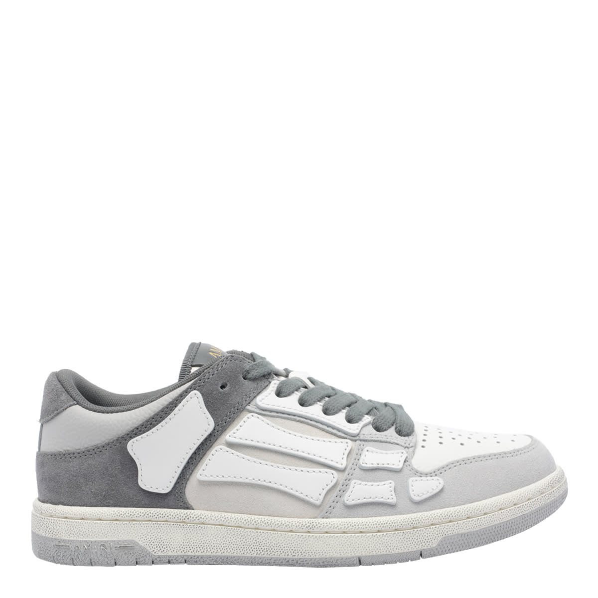 Amiri Distressed Low Top Sneakers With Skeleton Detail In Gray