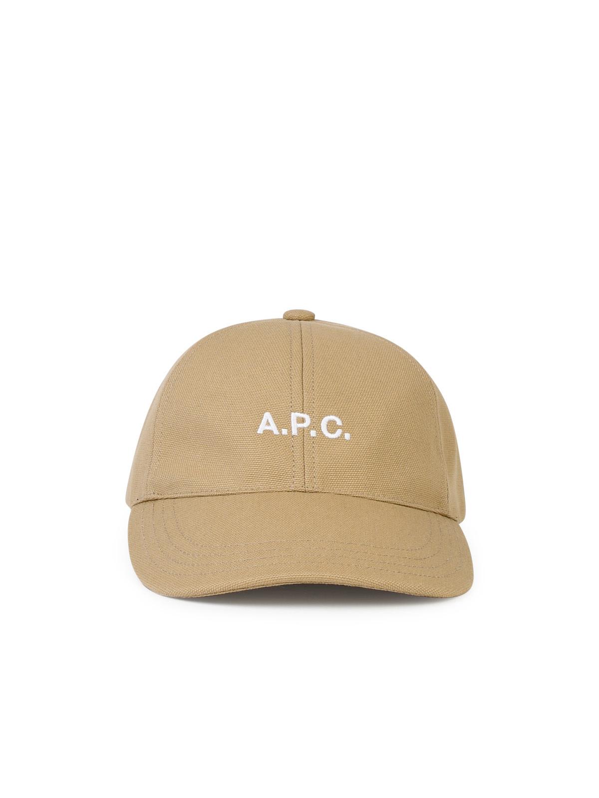 Shop Apc Charlie Beige Cotton Cap