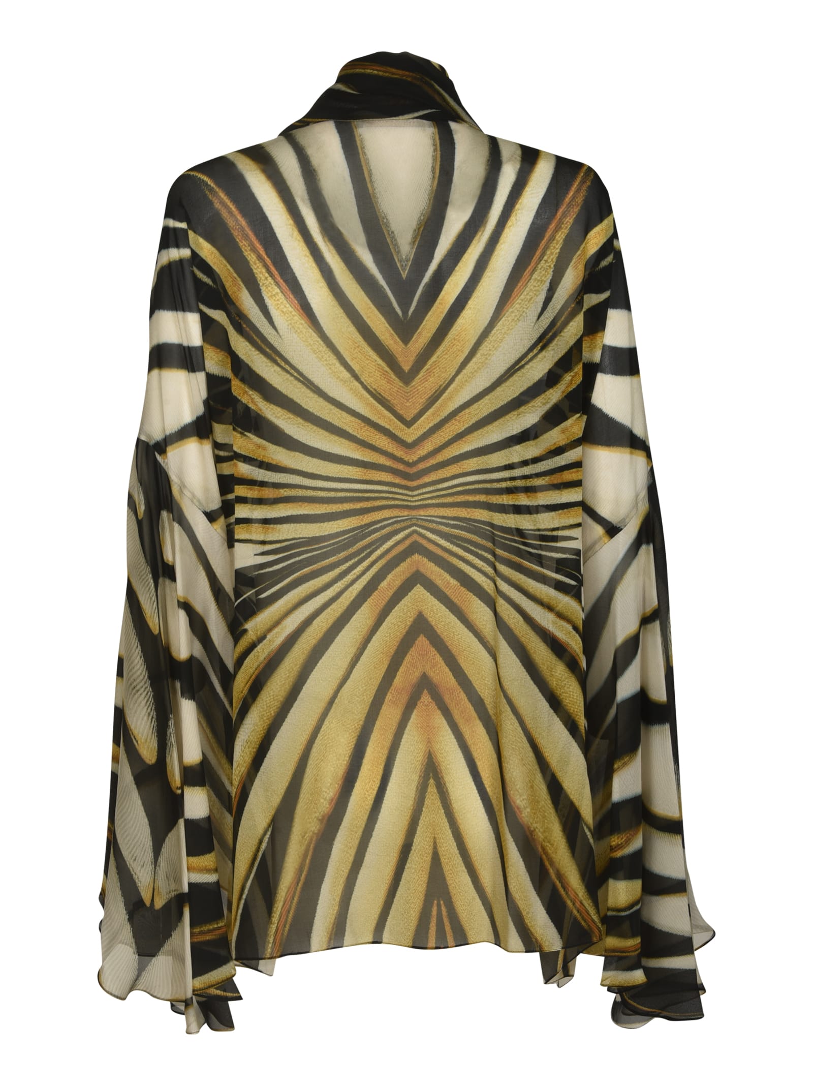 Shop Roberto Cavalli Pattern Print Asymmetric Shirt In Yellow