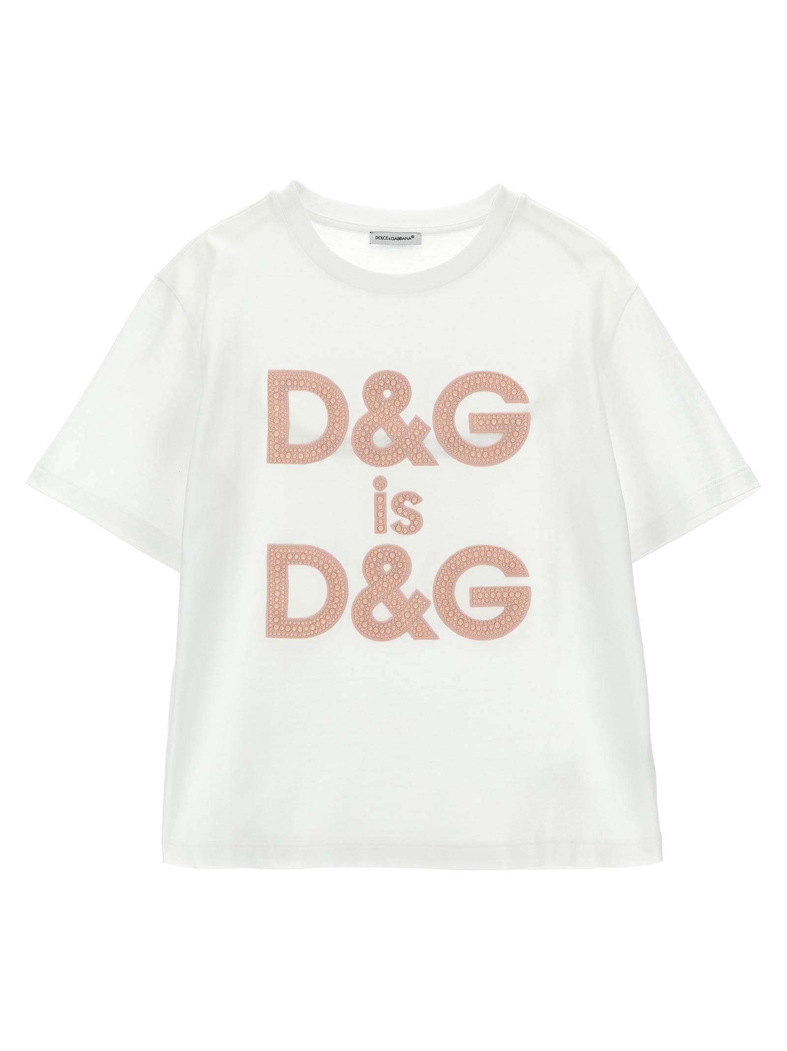 Dolce & Gabbana Kids' Logo T-shirt In Bianco