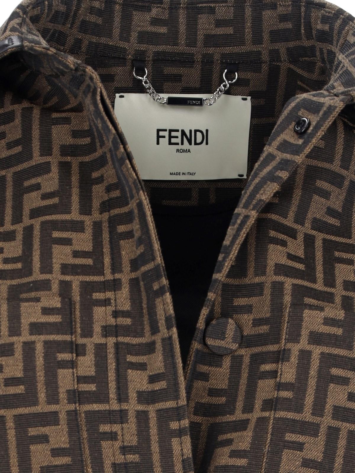 Shop Fendi Belt Detail Jacket In Brown