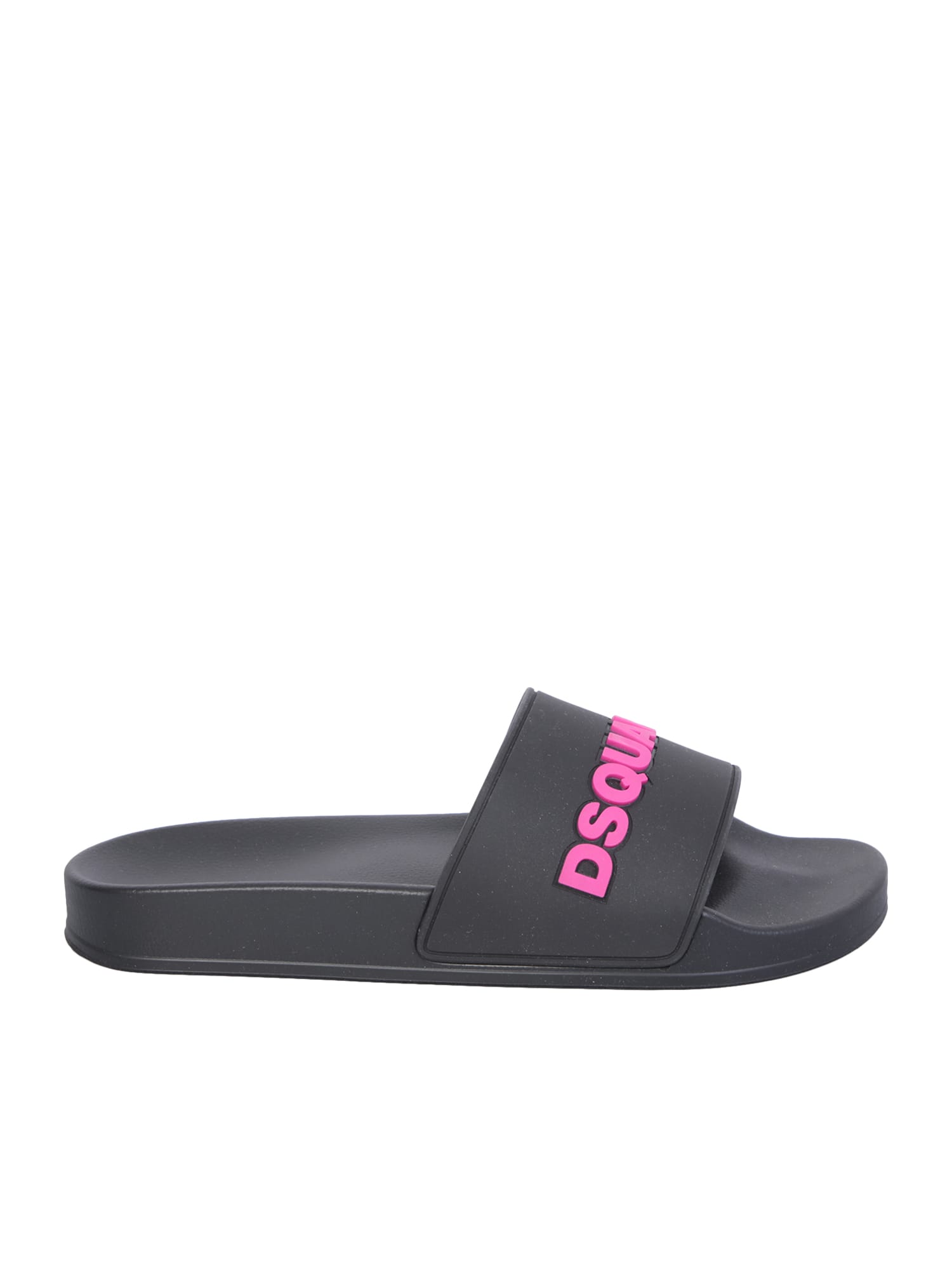 DSQUARED2 BLACK AND FUXIA POOL SLIDES