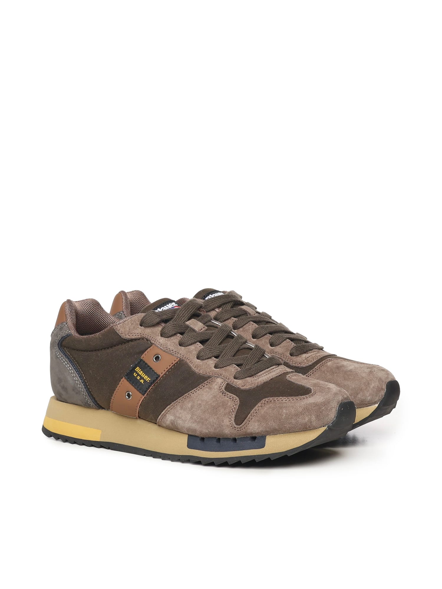 Blauer Green Leather Men Sneaker In Brown