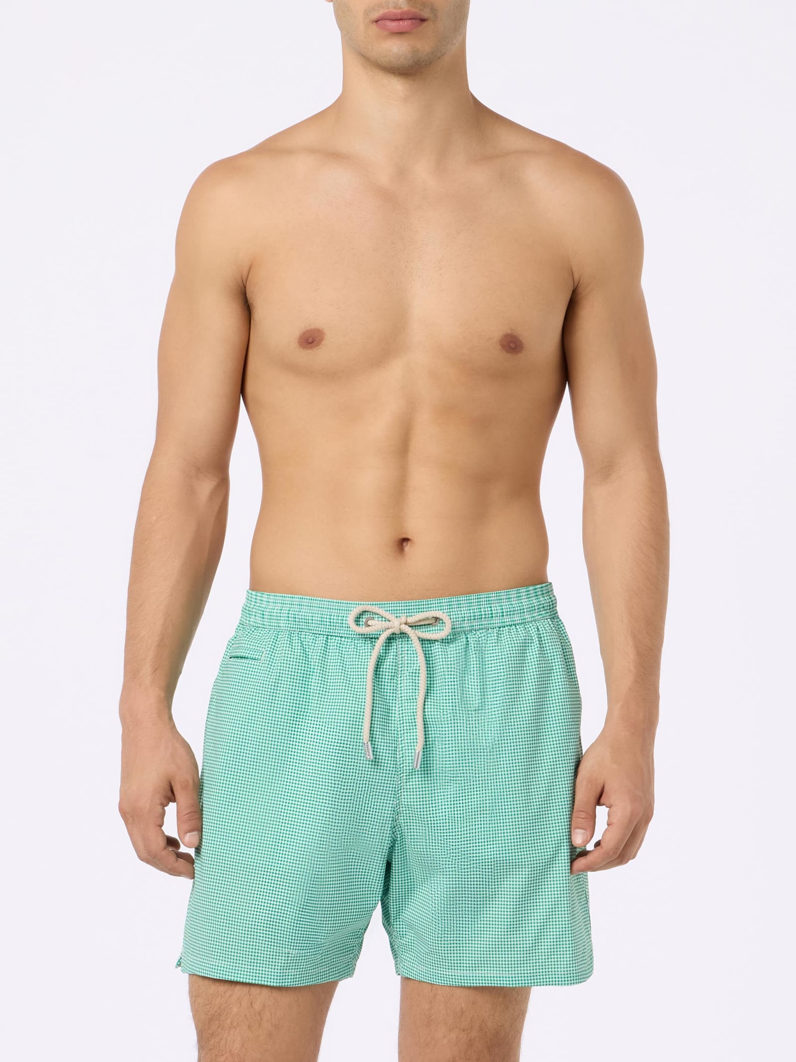 MC2 SAINT BARTH MAN COMFORT LIGHT SWIM SHORTS WITH GINGHAM PRINT