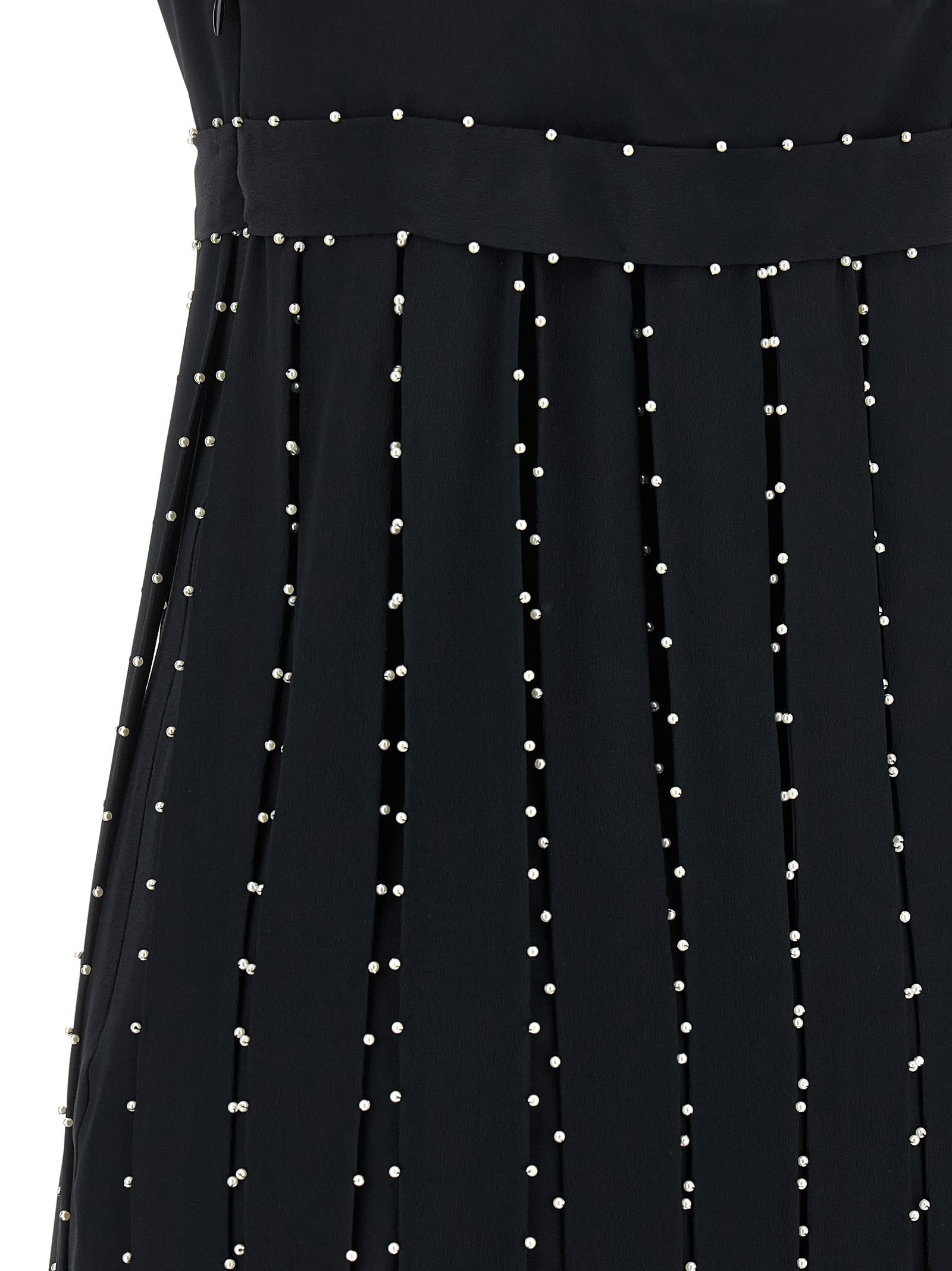 Giovanni Bedin Silk Blend Mini Dress With Pearl In Black