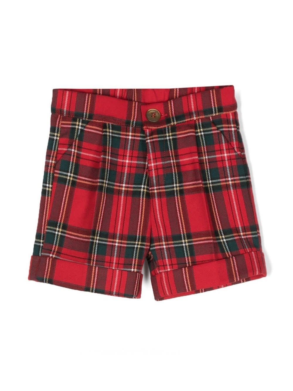 La Stupenderia Kids' Tartan Tailored Shorts In Red