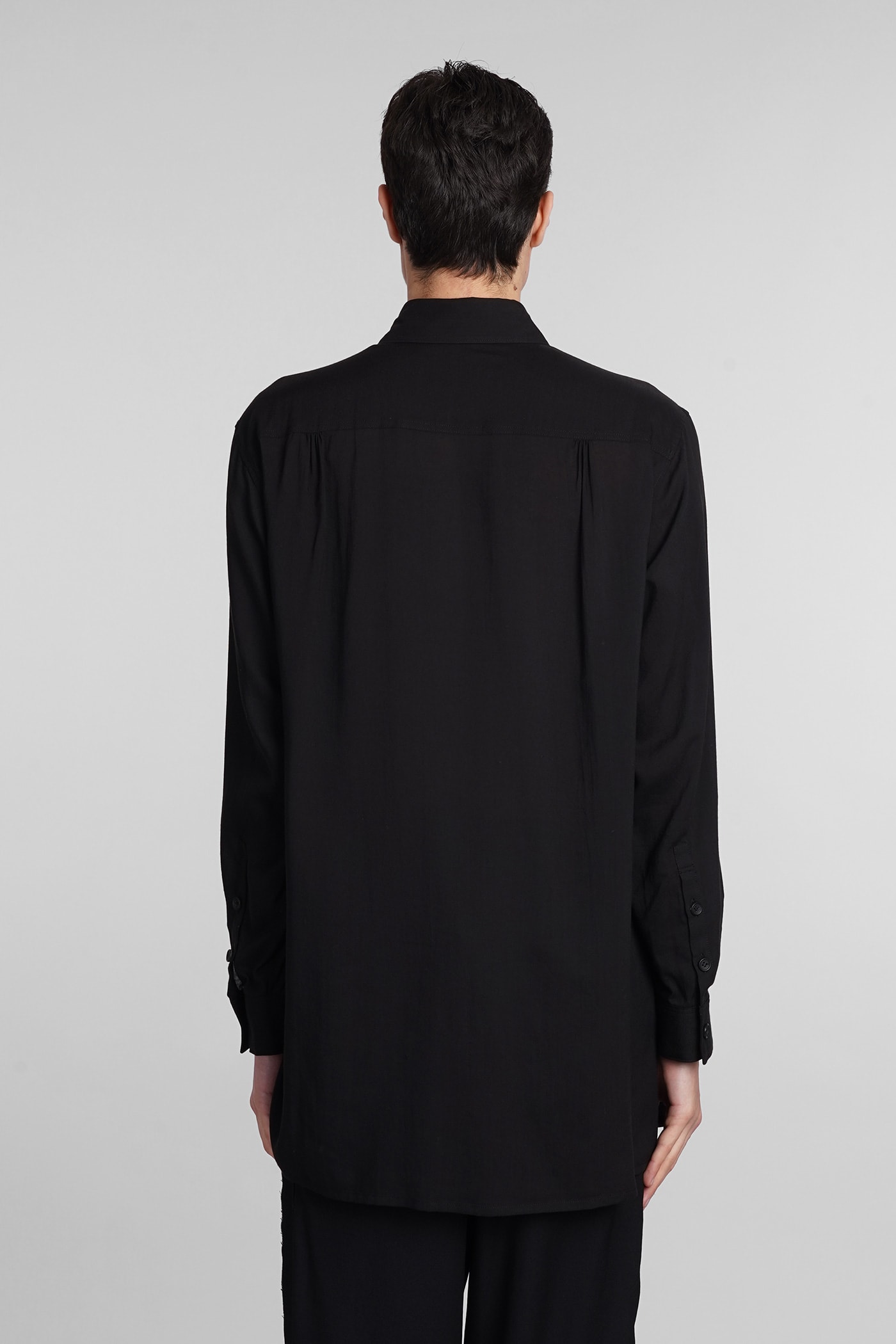 Shop Yohji Yamamoto Shirt In Black Cotton